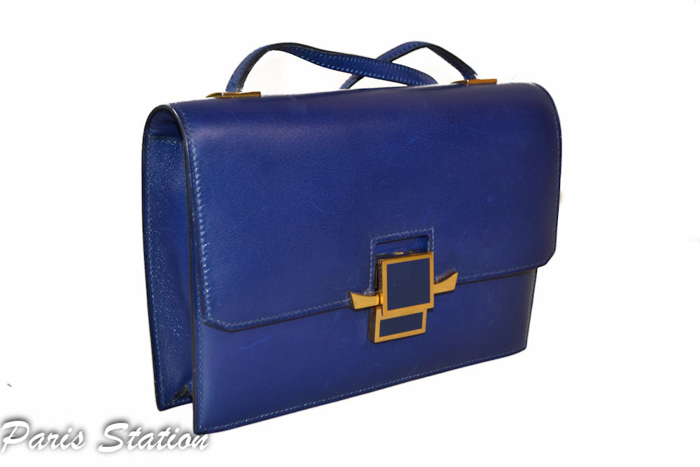 Authentic Hermes Blue Vintage Leather Clutch Messenger Bag – Paris Station  Shop