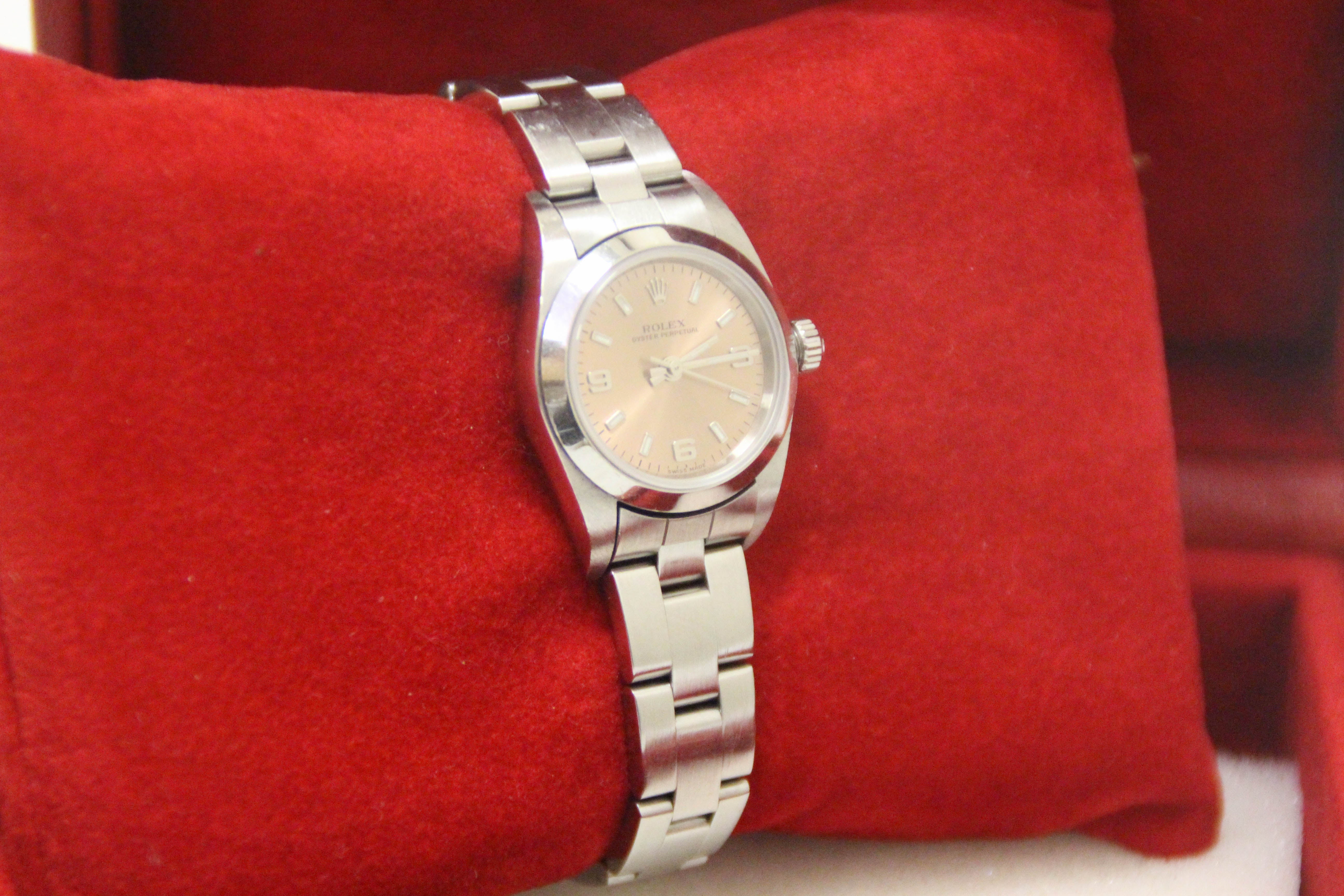 Authentic Rolex Ladies Pink Small Oyster Perpetual Watch