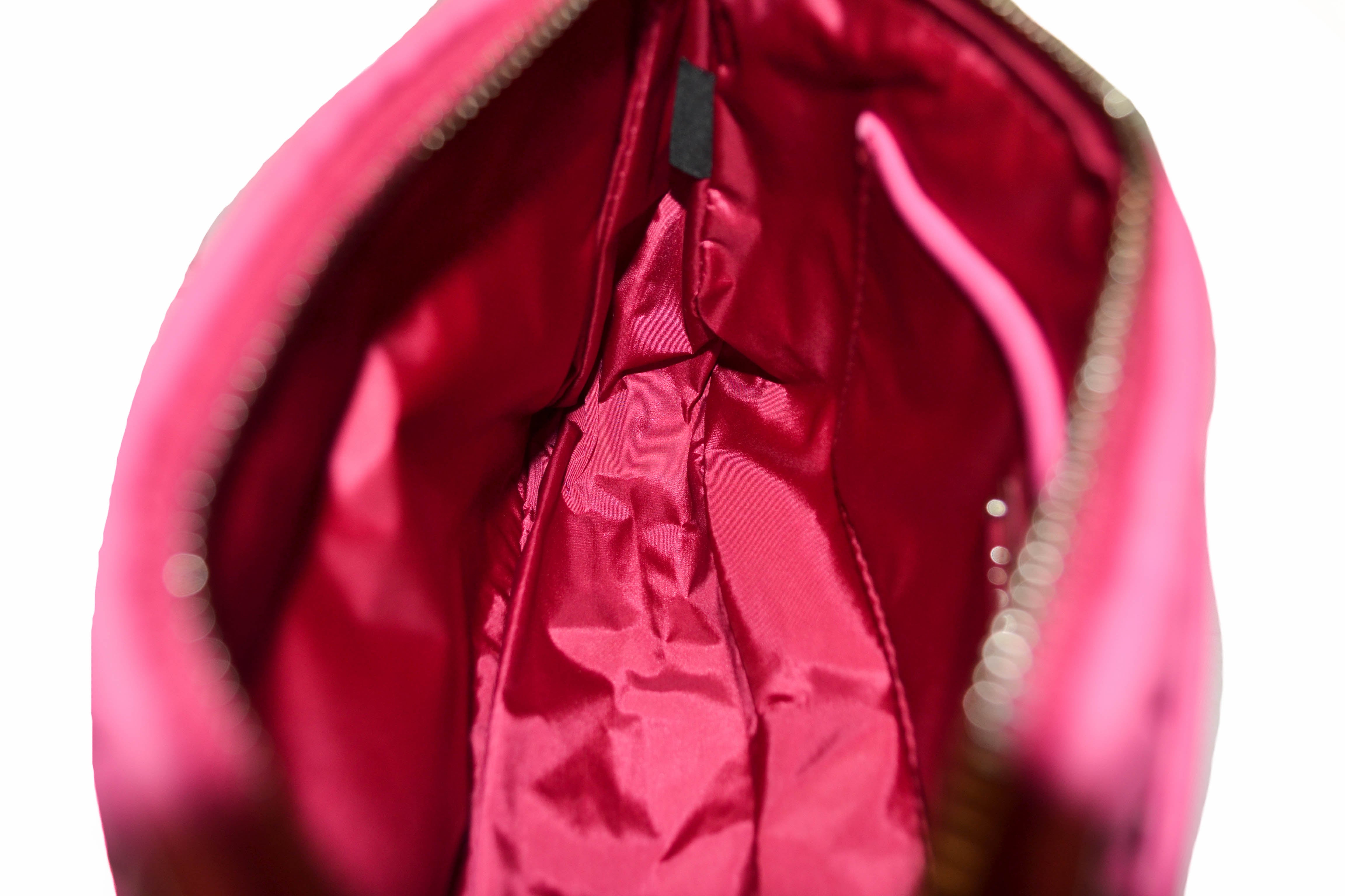 Vimoda Paris pink hair fur gray leather zipper bag wristlet clutch