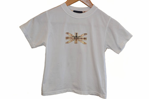 Authentic Burberry British Flag Haymarket Signature White Boy T-Shirt Size 6