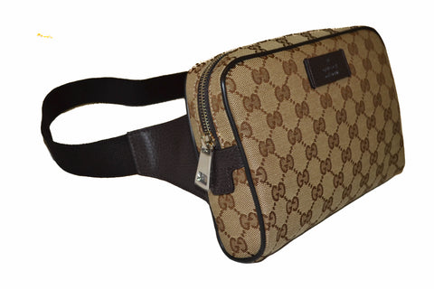 Authentic New Gucci Brown Signature GG Fabric Waistbag