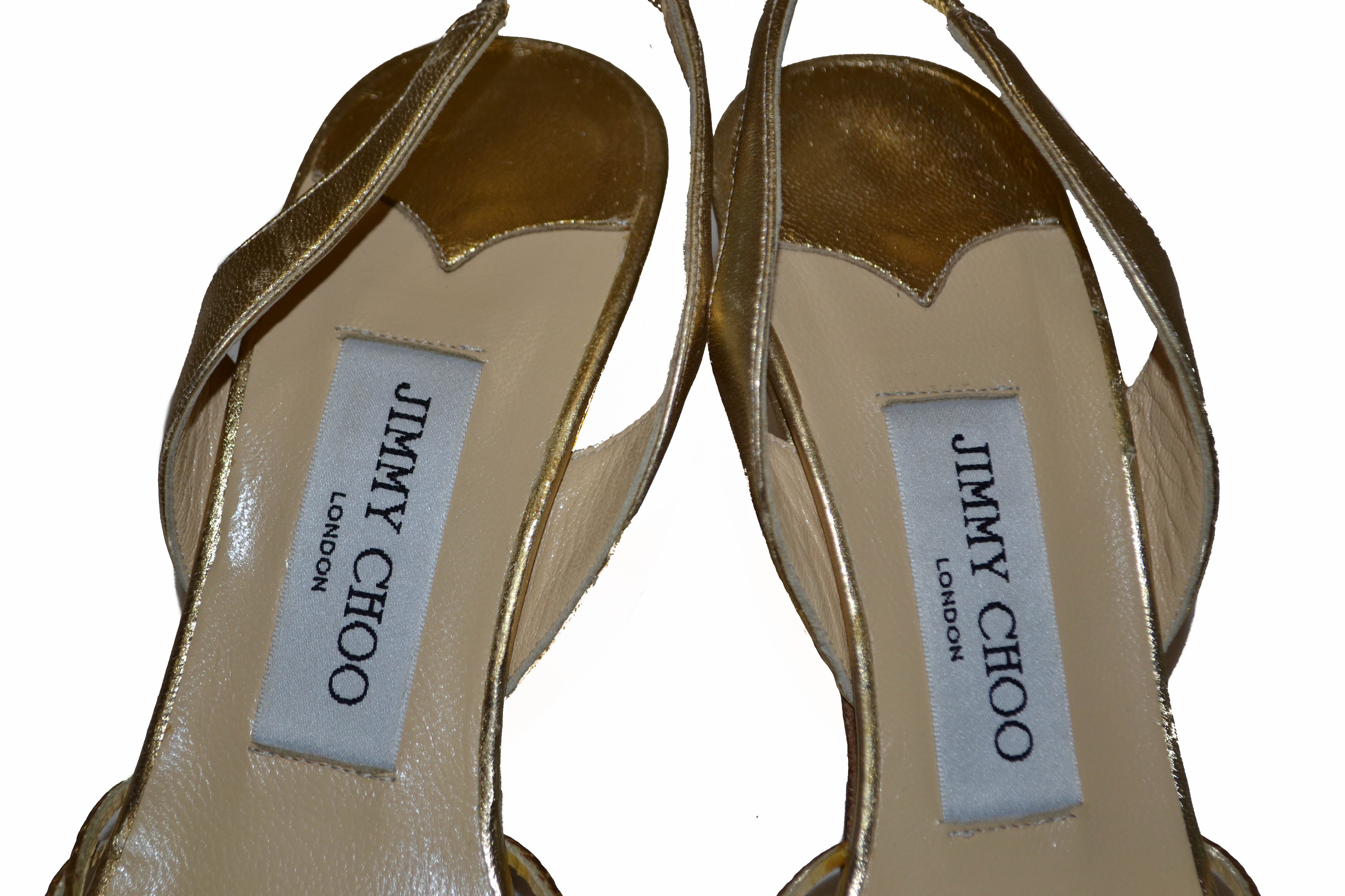 Authentic Jimmy Choo Metallic Gold Sandal Size 36.5