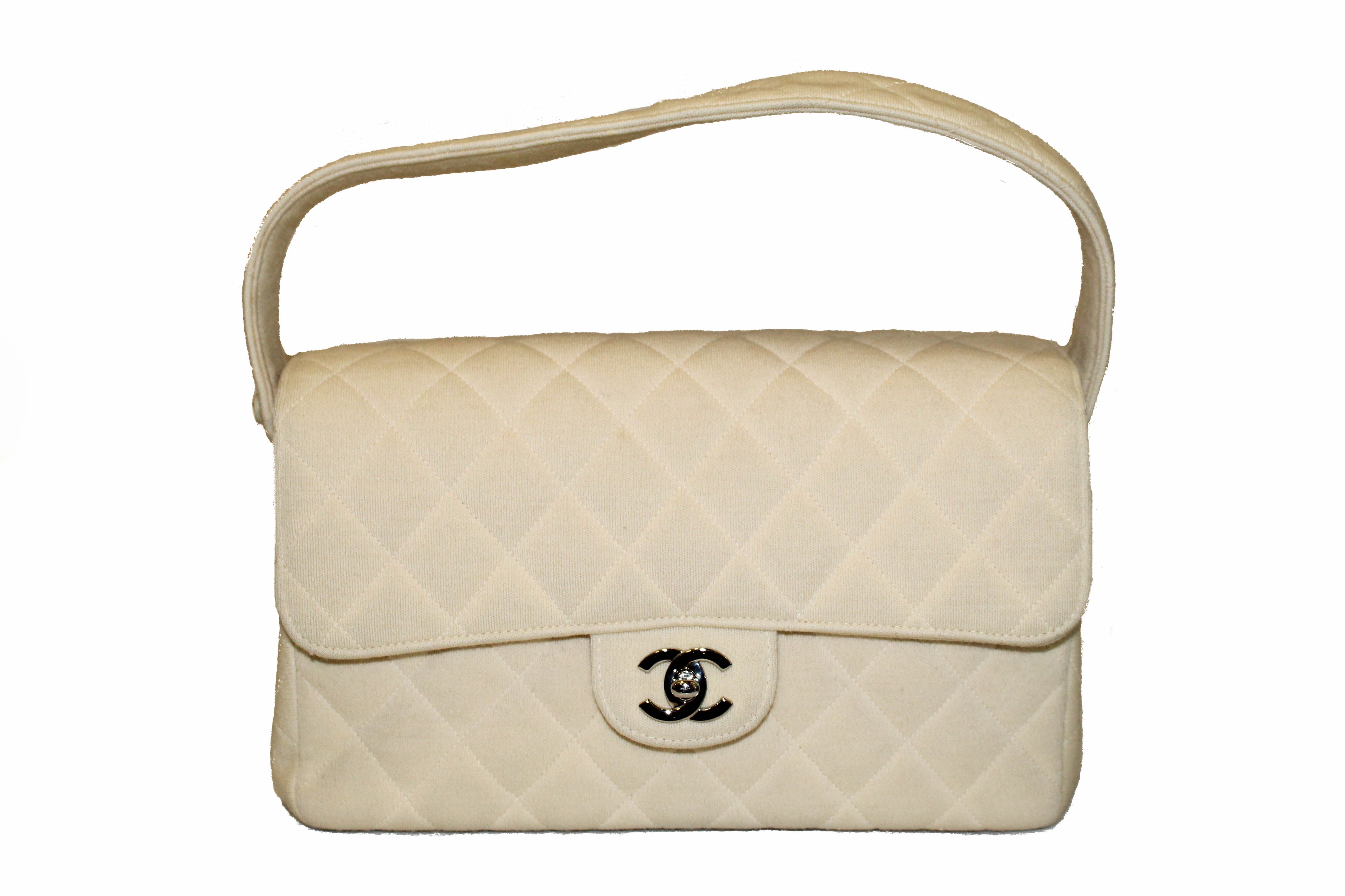 CHANEL Double Flap 2.55 Handbag in Coral Jersey Fabric For Sale at 1stDibs