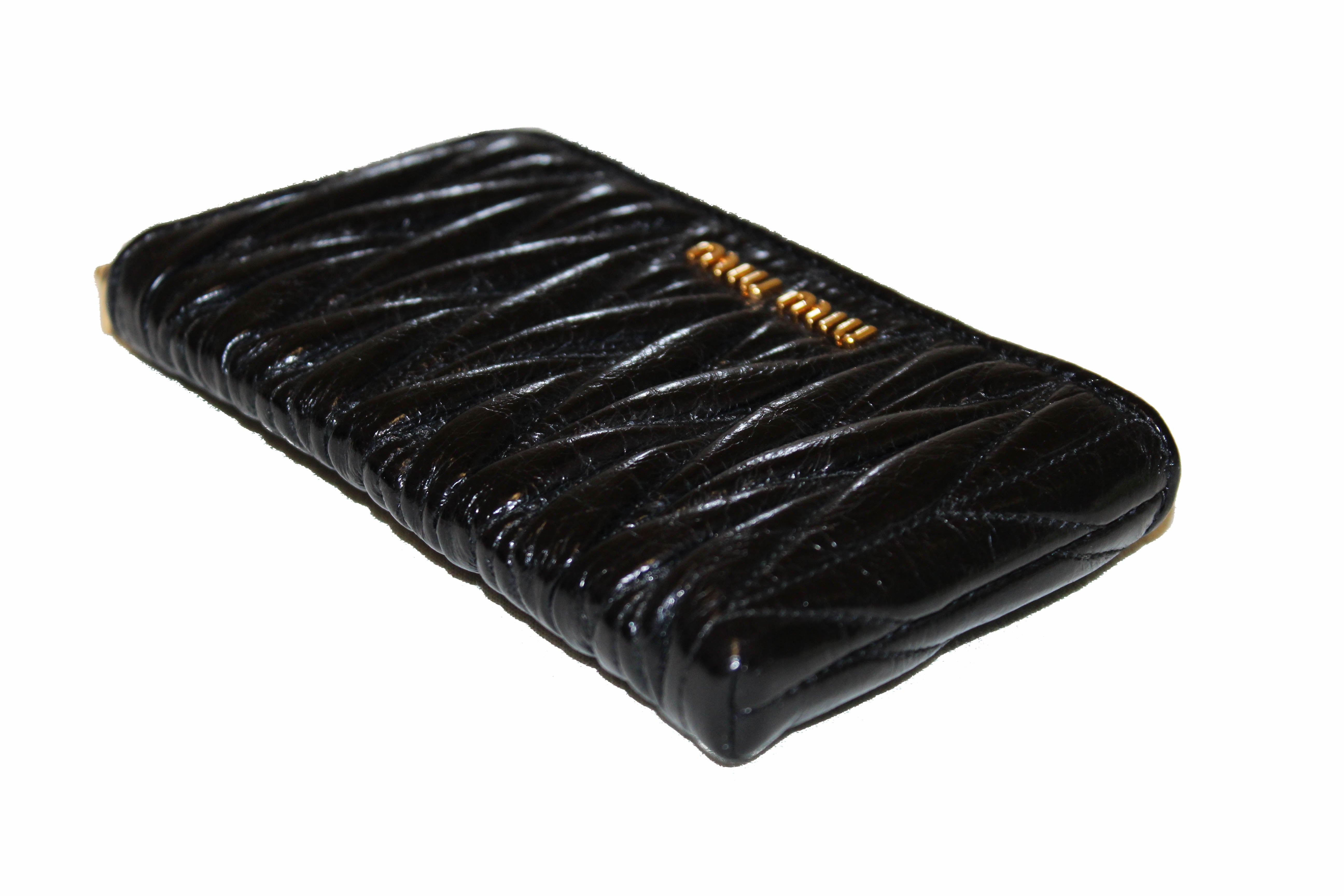 Miu Miu Black Nappa leather badge holder