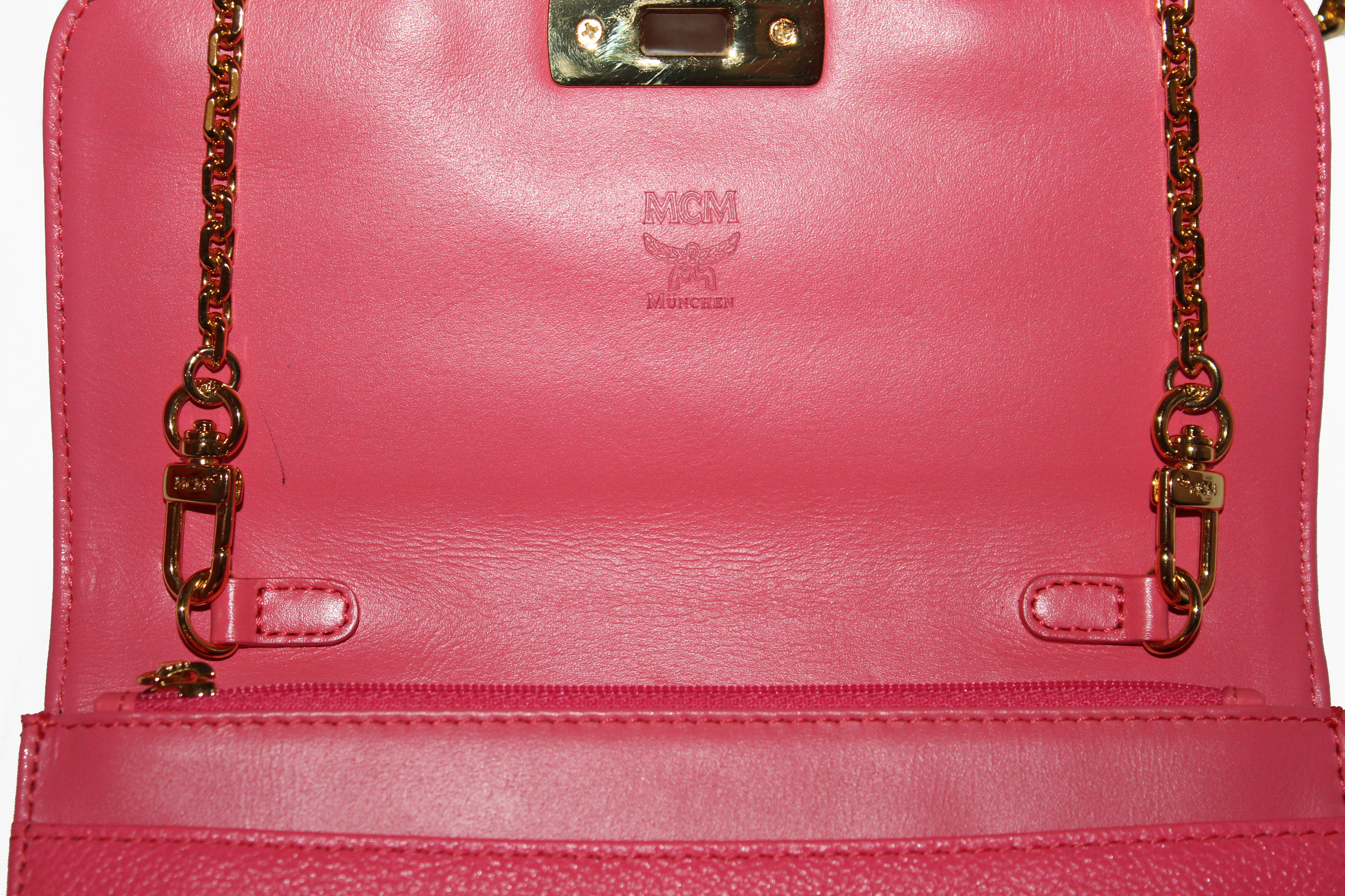 MCM Wallet on a Chain Pink Crossbody Bag