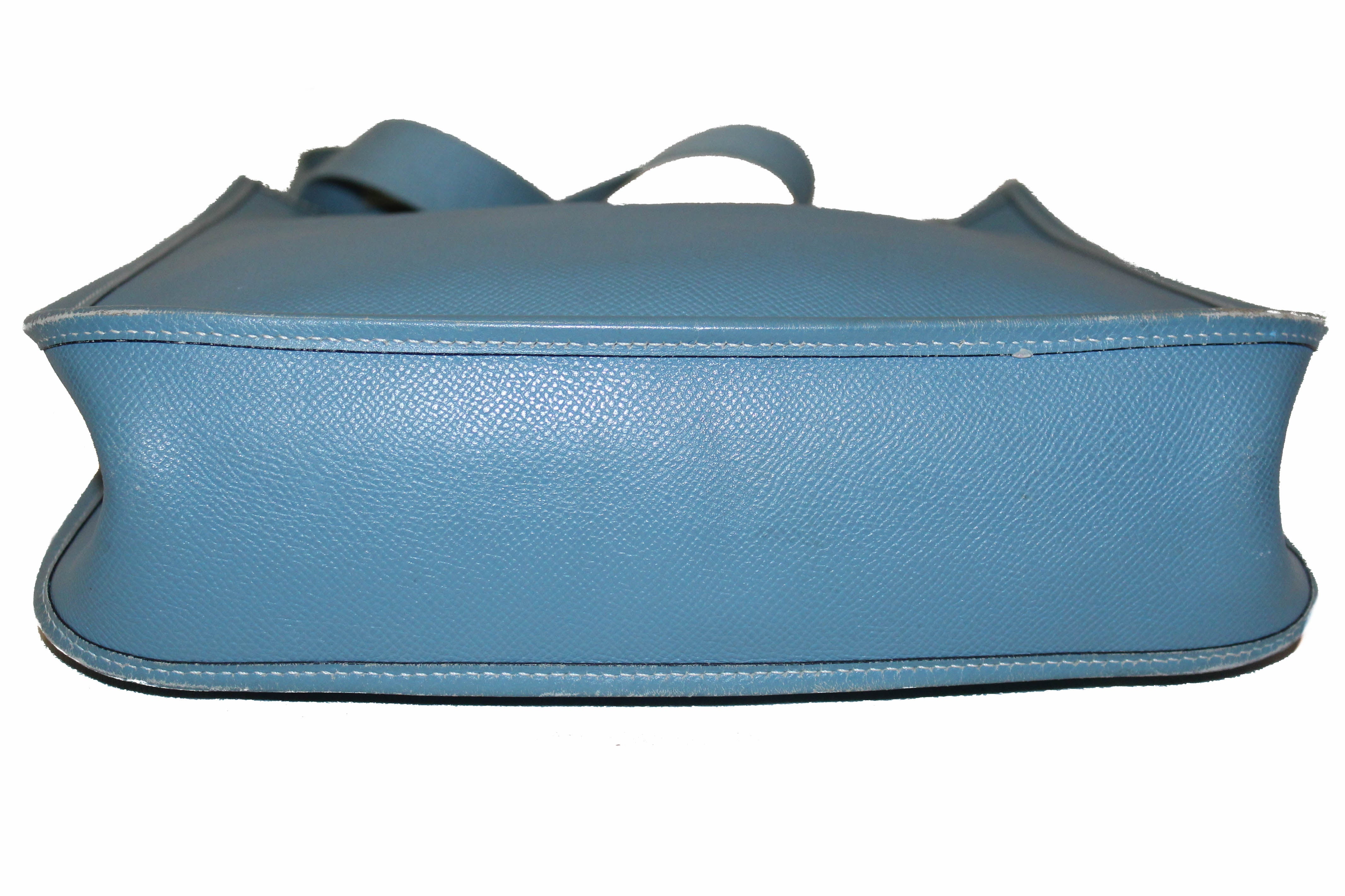 Authentic Hermes Blue Epsom Leather Vespa PM Shoulder Bag