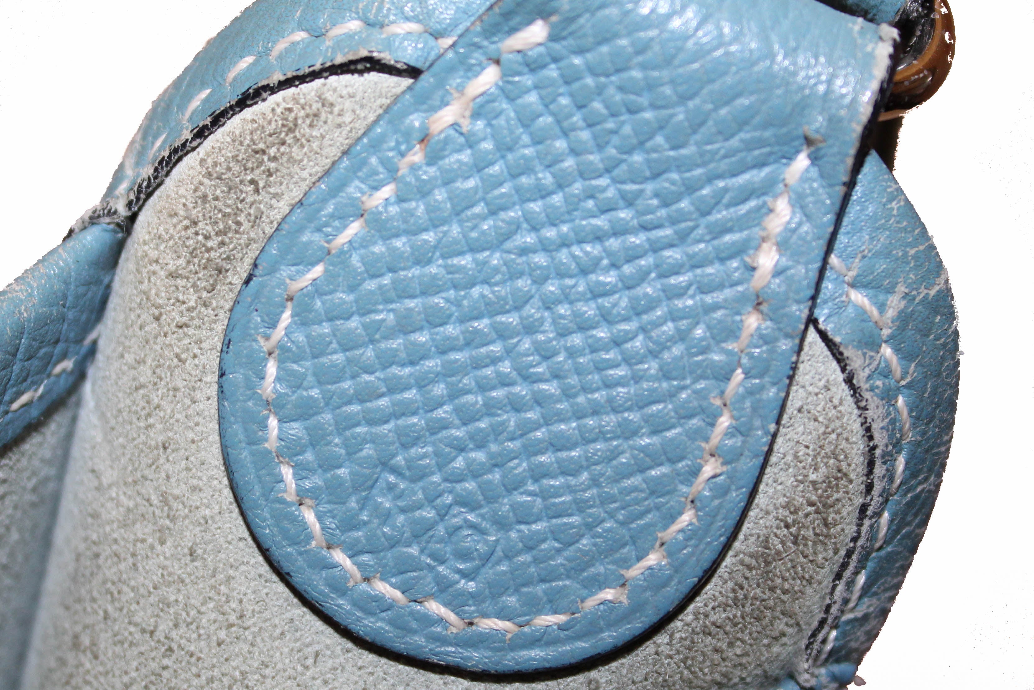 HERMES Vespa Pm Shoulder Bag Leather Blue Jean