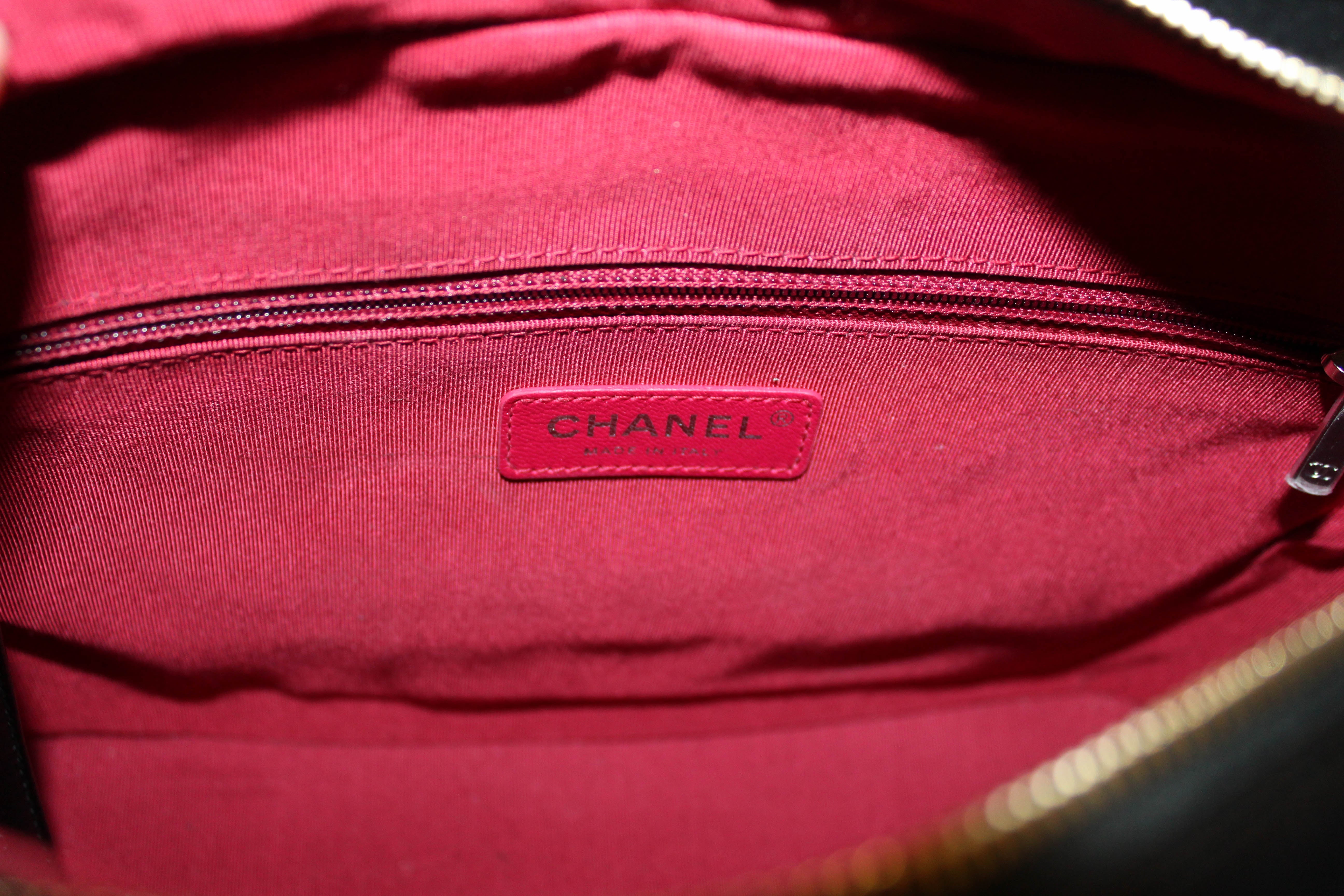 Authentic Chanel Medium Gabrielle Black Chevron Aged Calfskin Leather Hobo Bag