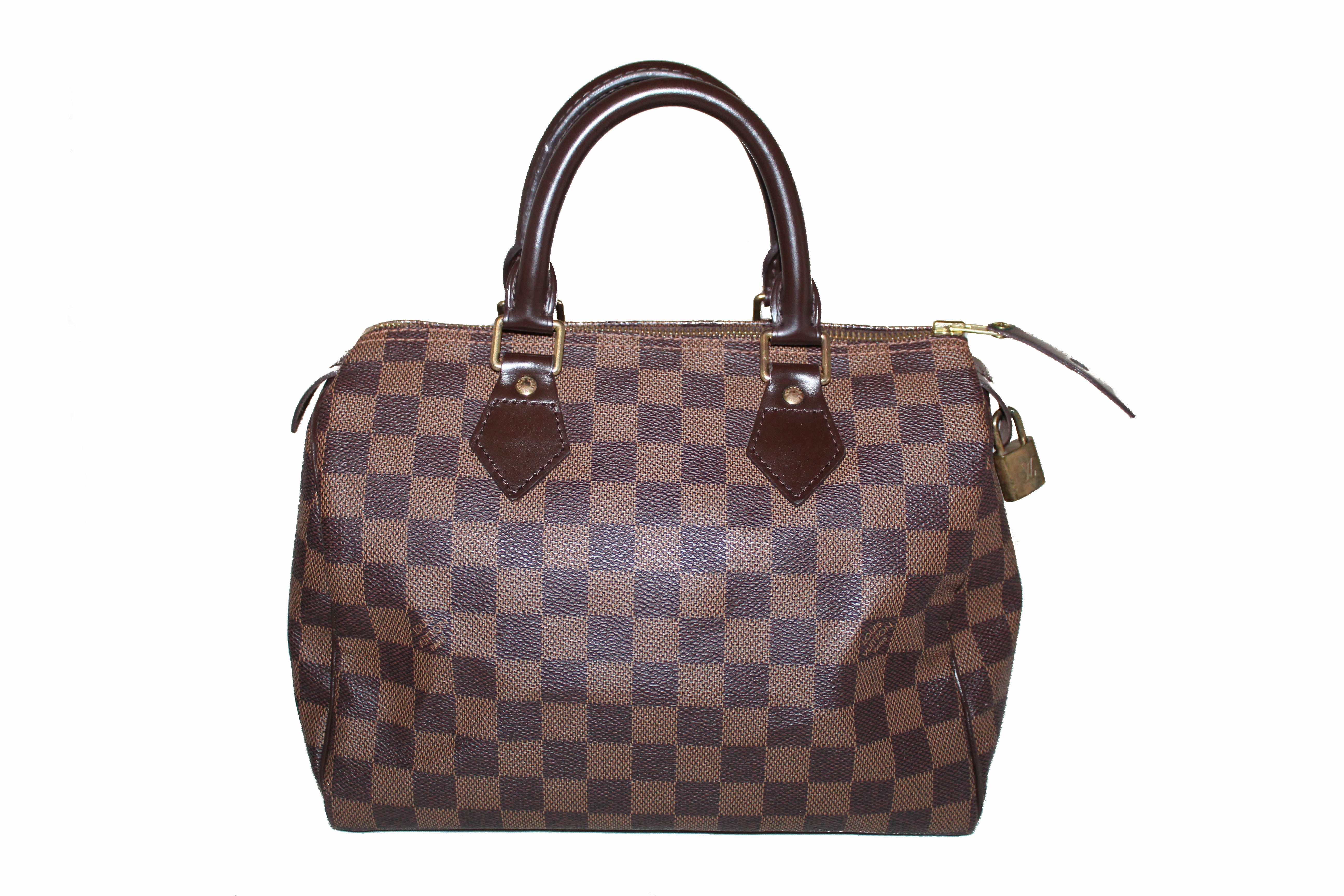 Authentic Louis Vuitton Damier Ebene Speedy 25 Hand Bag