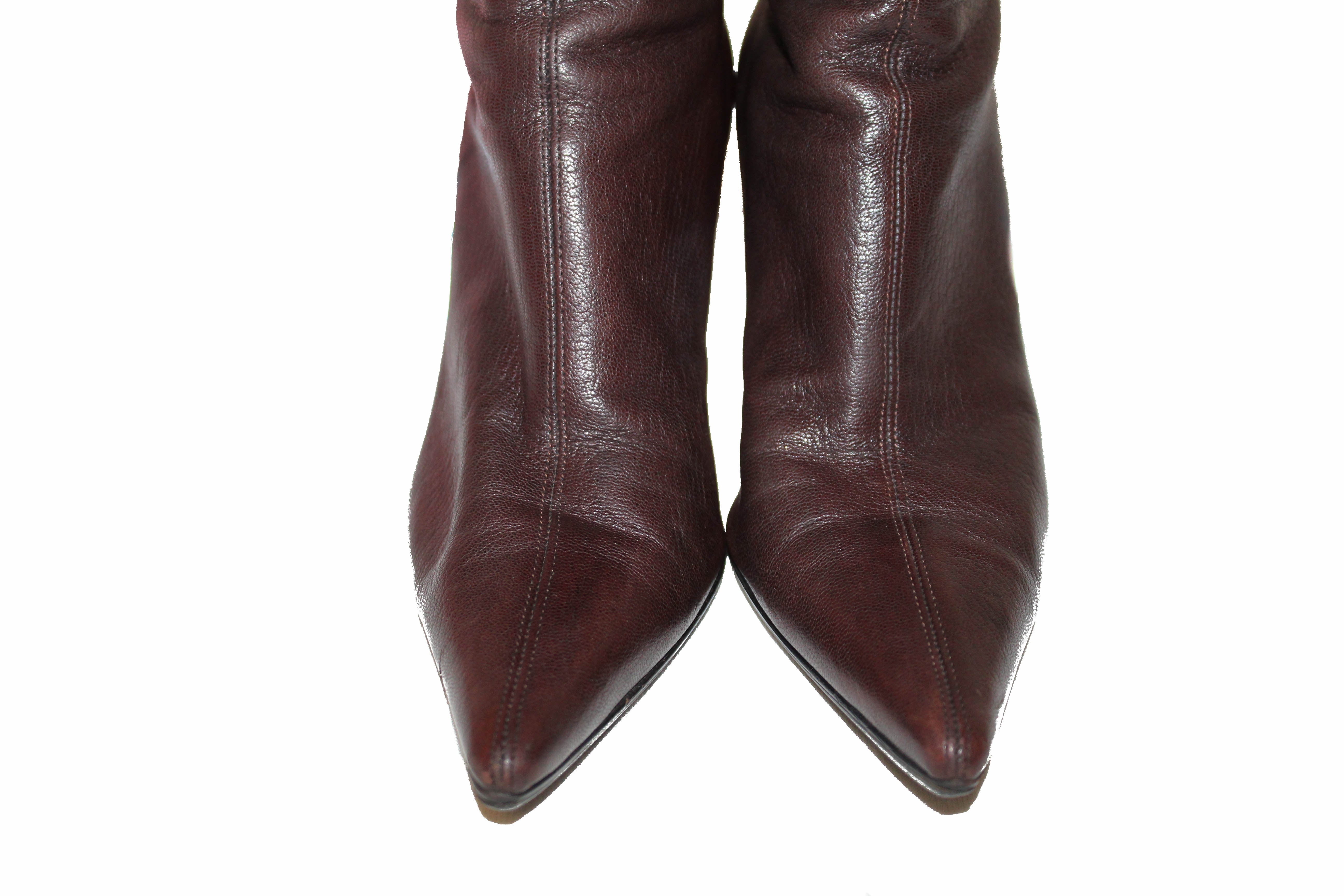 Authentic Gucci Brown Leather Tall Boots Size 7.5