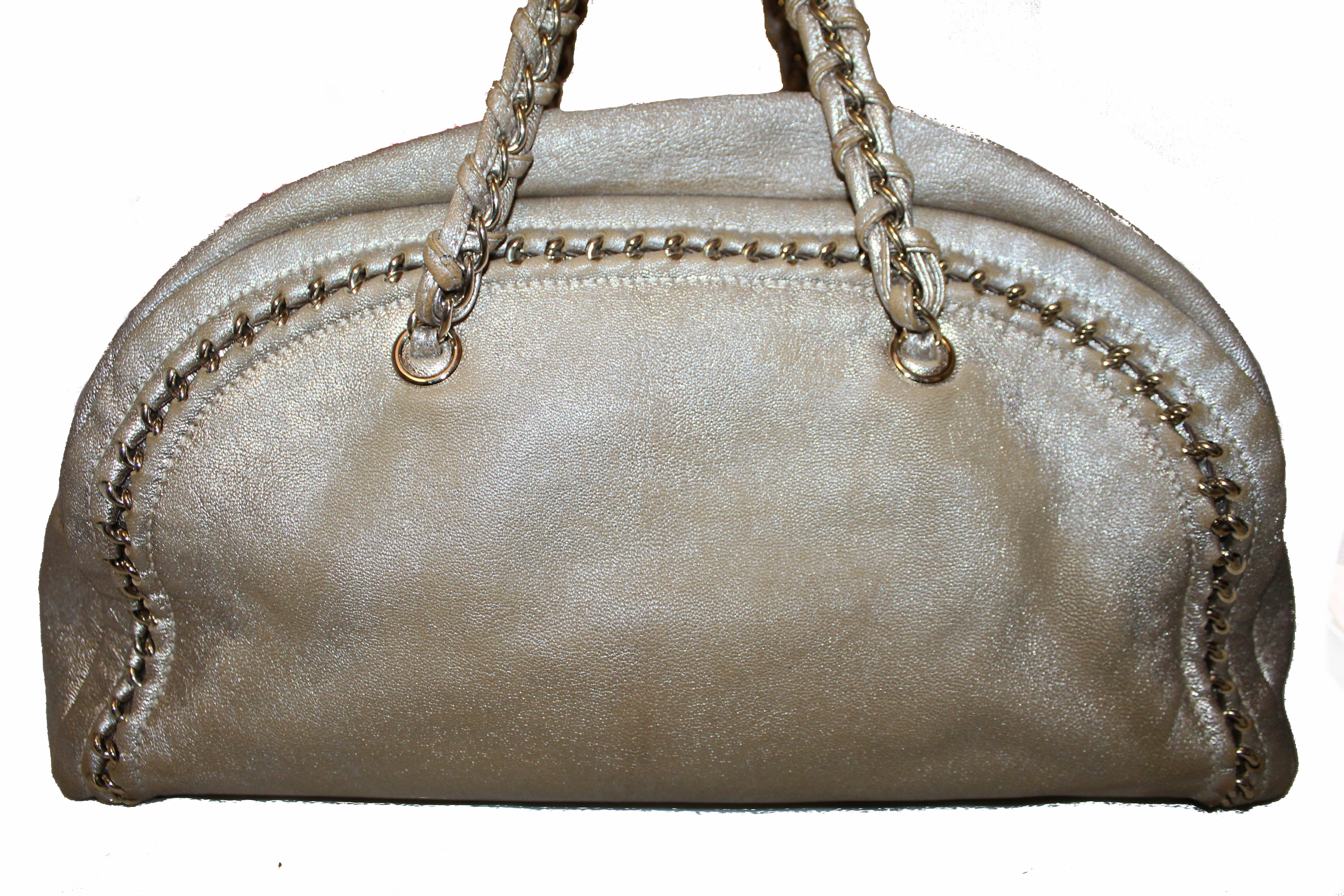 Authentic CHANEL Gold Luxe Ligne Bowler Bag 