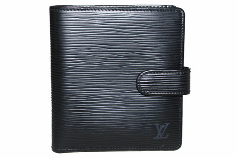 Authentic Louis Vuitton Black Epi Leather Bi-Fold Wallet