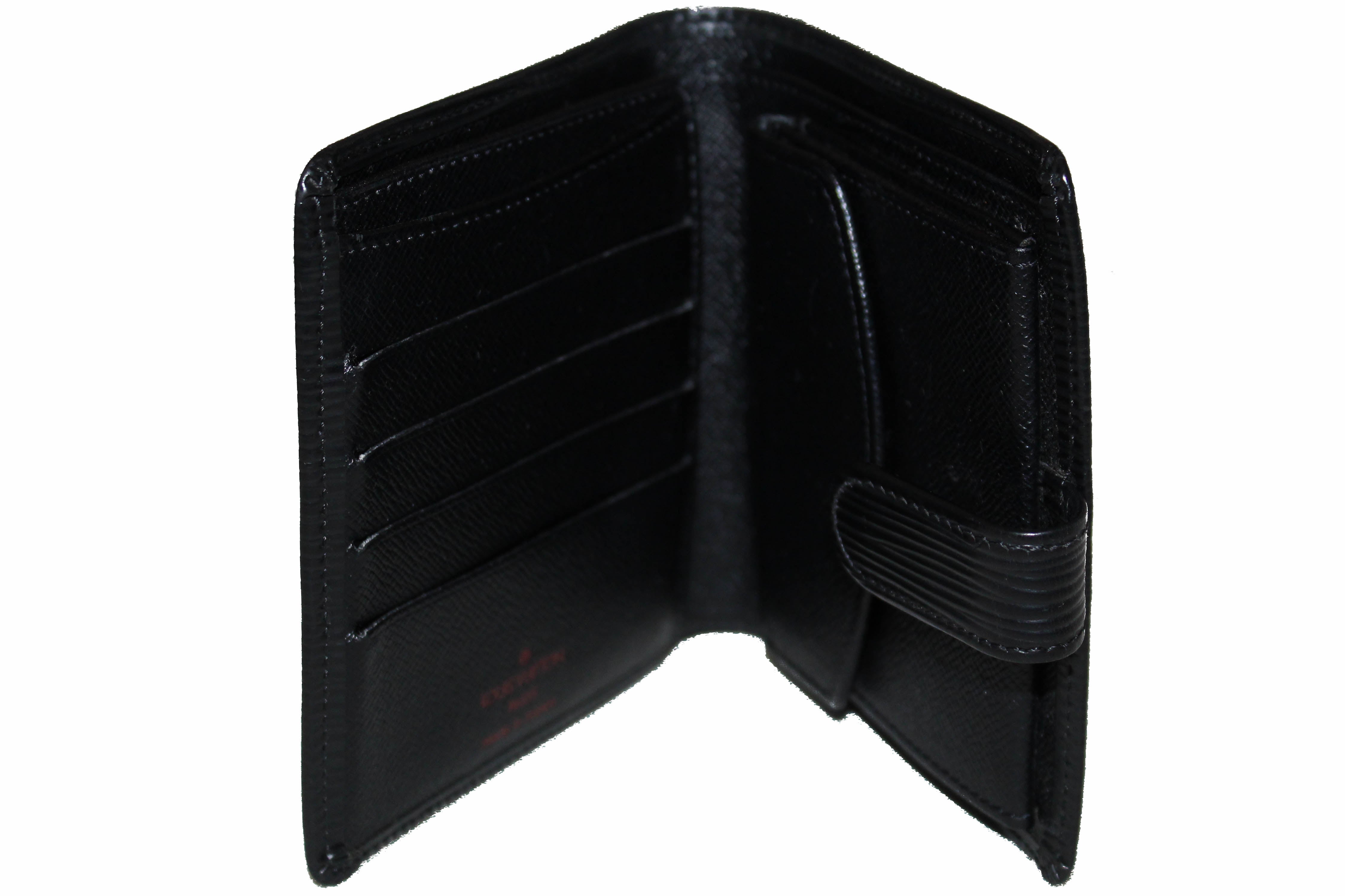 Authentic Louis Vuitton Black Epi Leather Bi-Fold Wallet