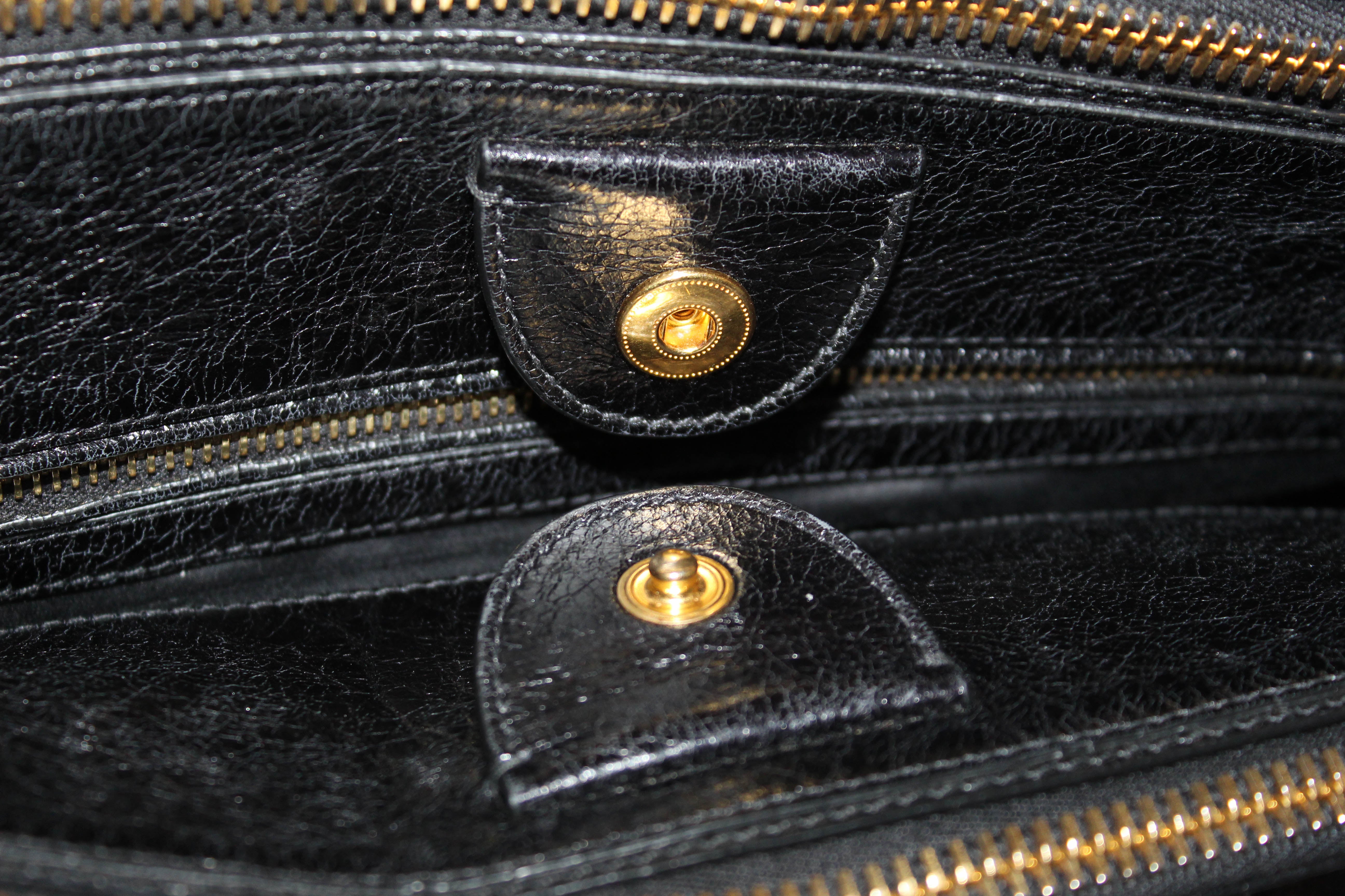 Miu Miu Black Vitello Shine Patent Leather Tote Bag Immaculate