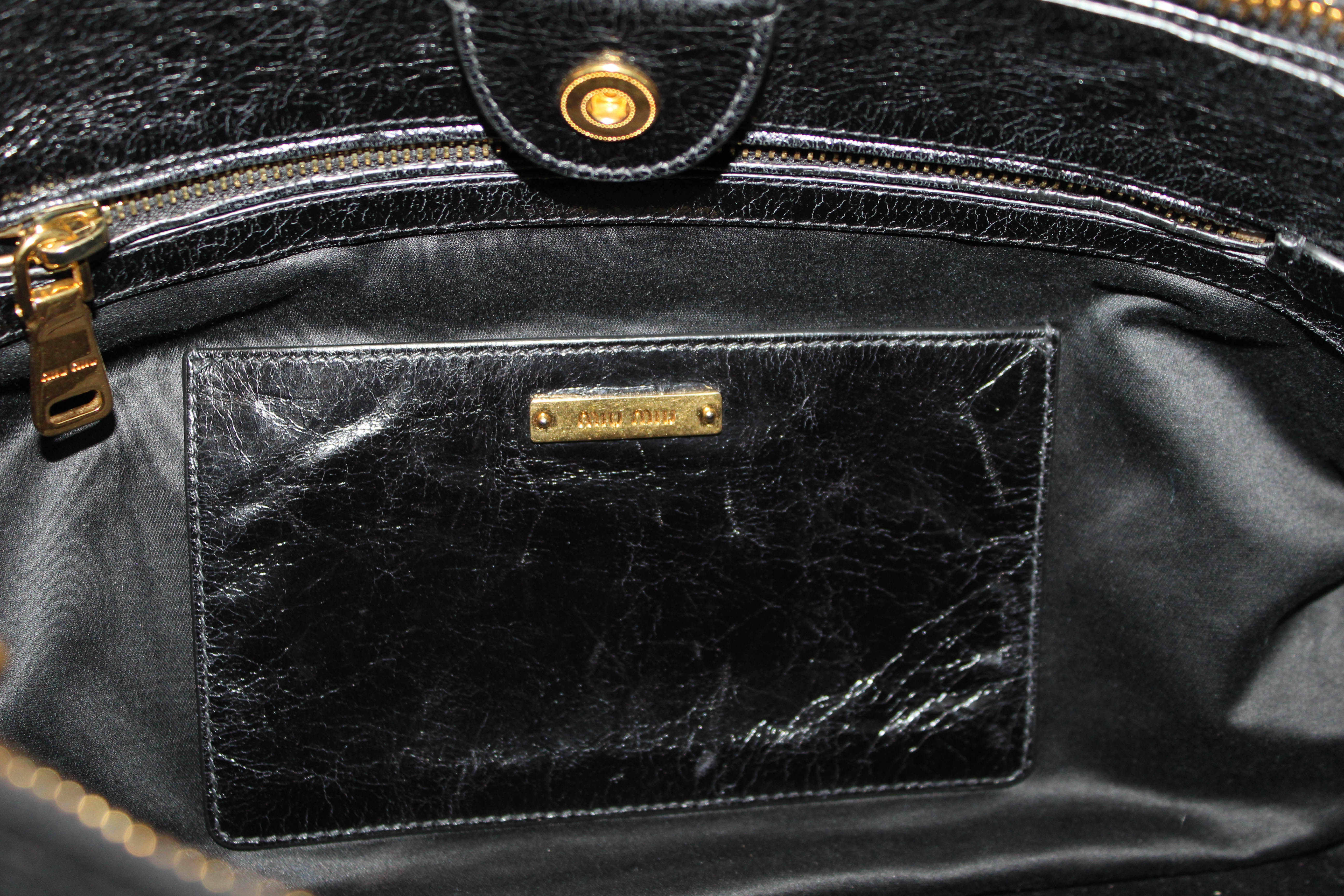 Vitello leather handbag Miu Miu Grey in Leather - 36984491