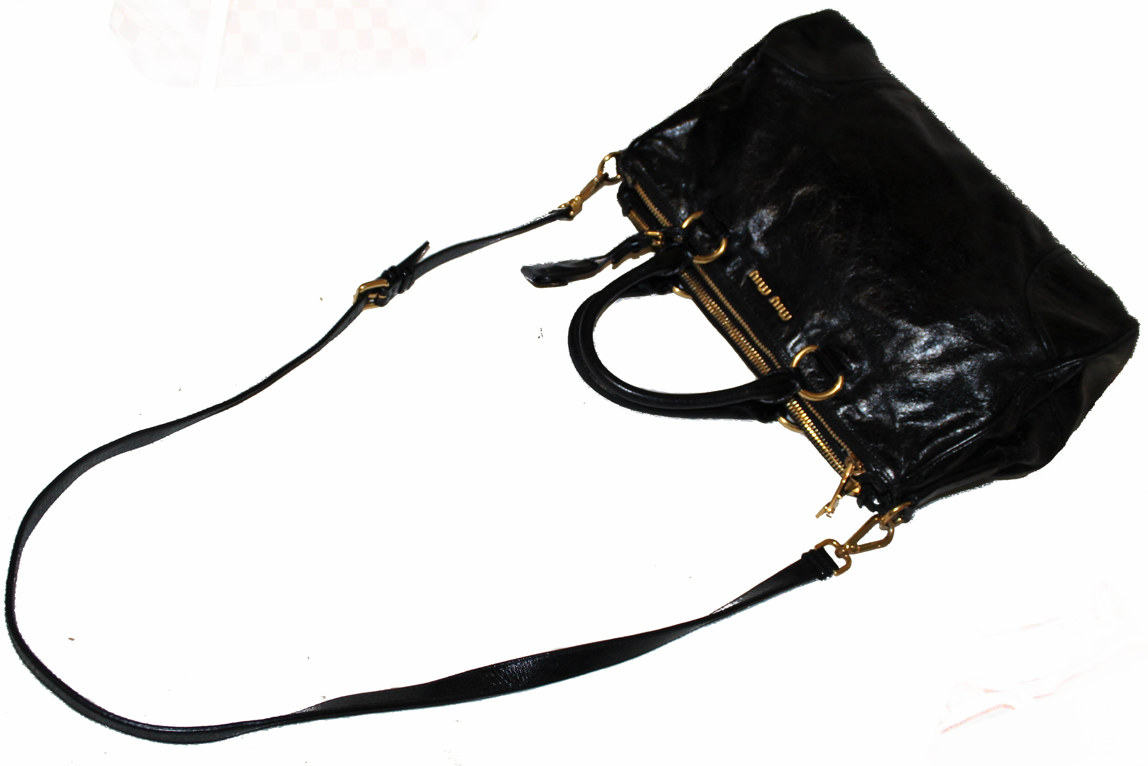 Leather hair accessory Miu Miu Black in Leather - 37137891