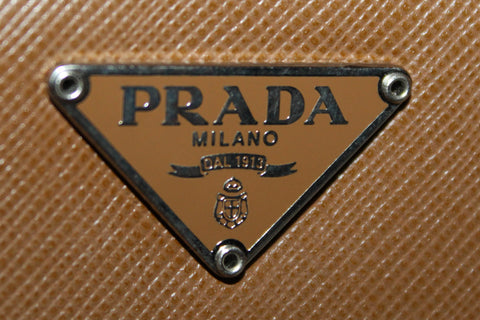 Authentic Prada Brown Saffiano Leather Small Compact Wallet