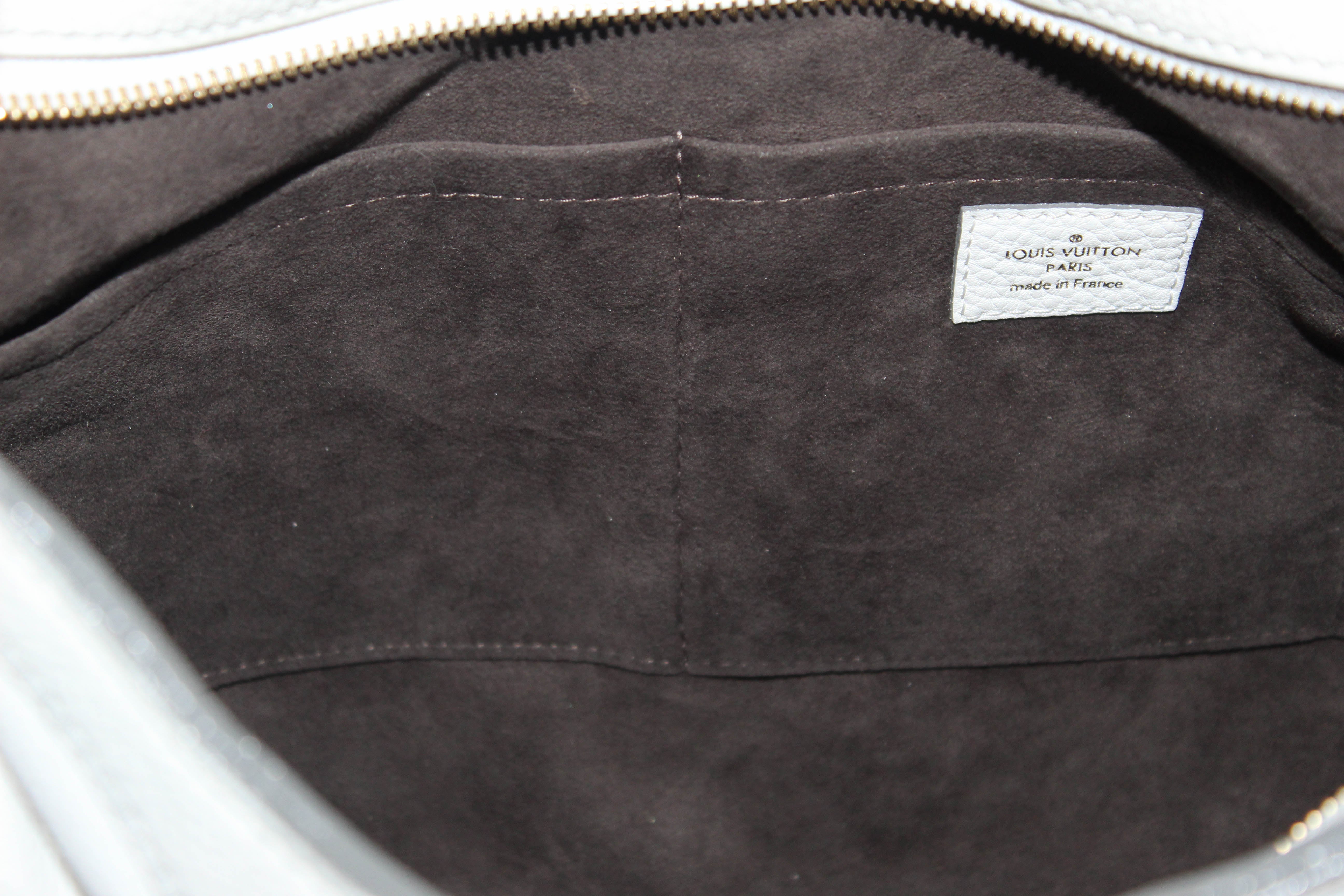Louis Vuitton Gris Pearl Mahina Leather Solar PM Bag - Yoogi's Closet