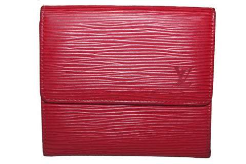Authentic Louis Vuitton Red Epi Leather Trifold Compact Wallet