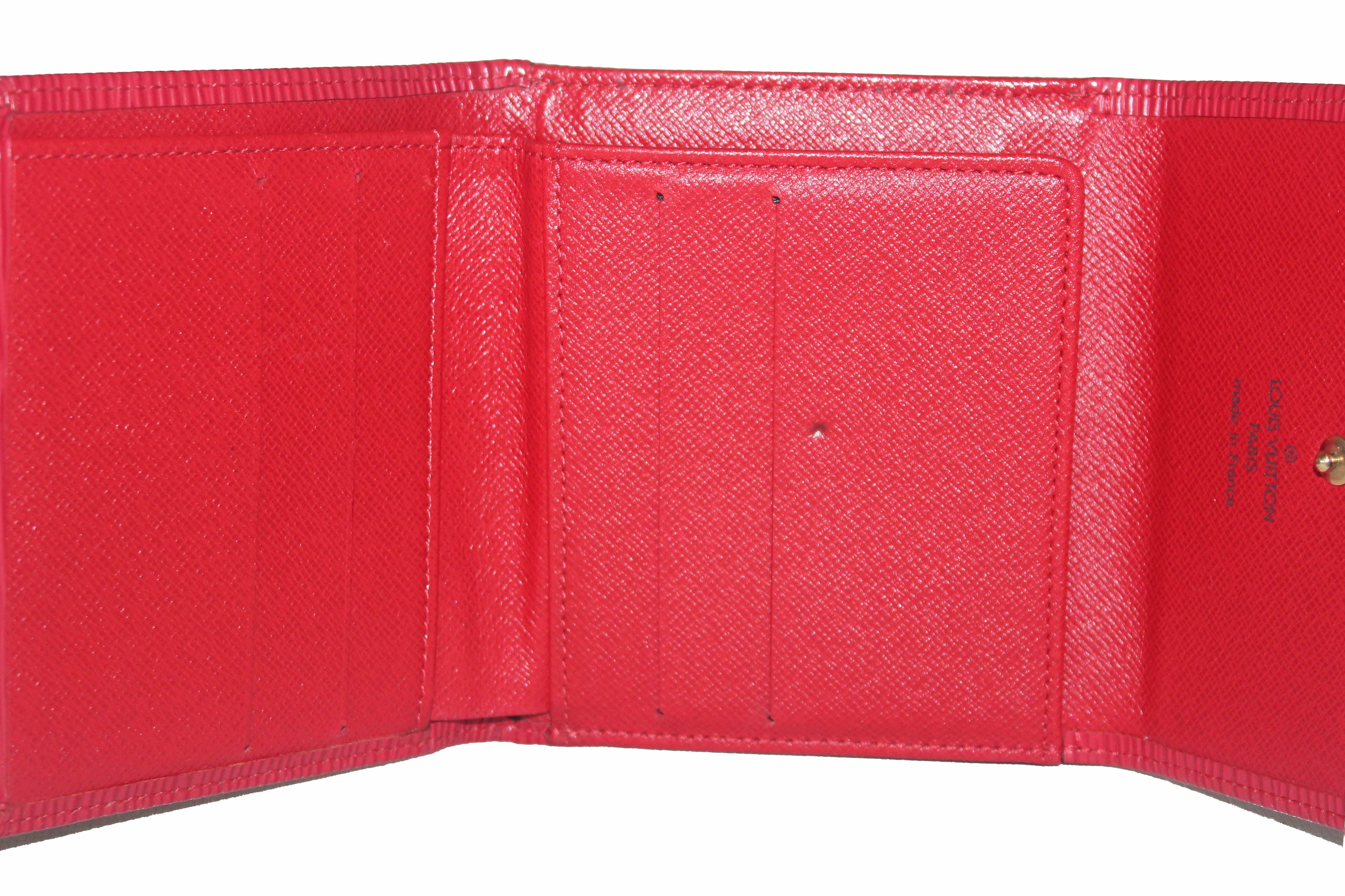 Authentic Louis Vuitton Red Epi Leather Trifold Compact Wallet