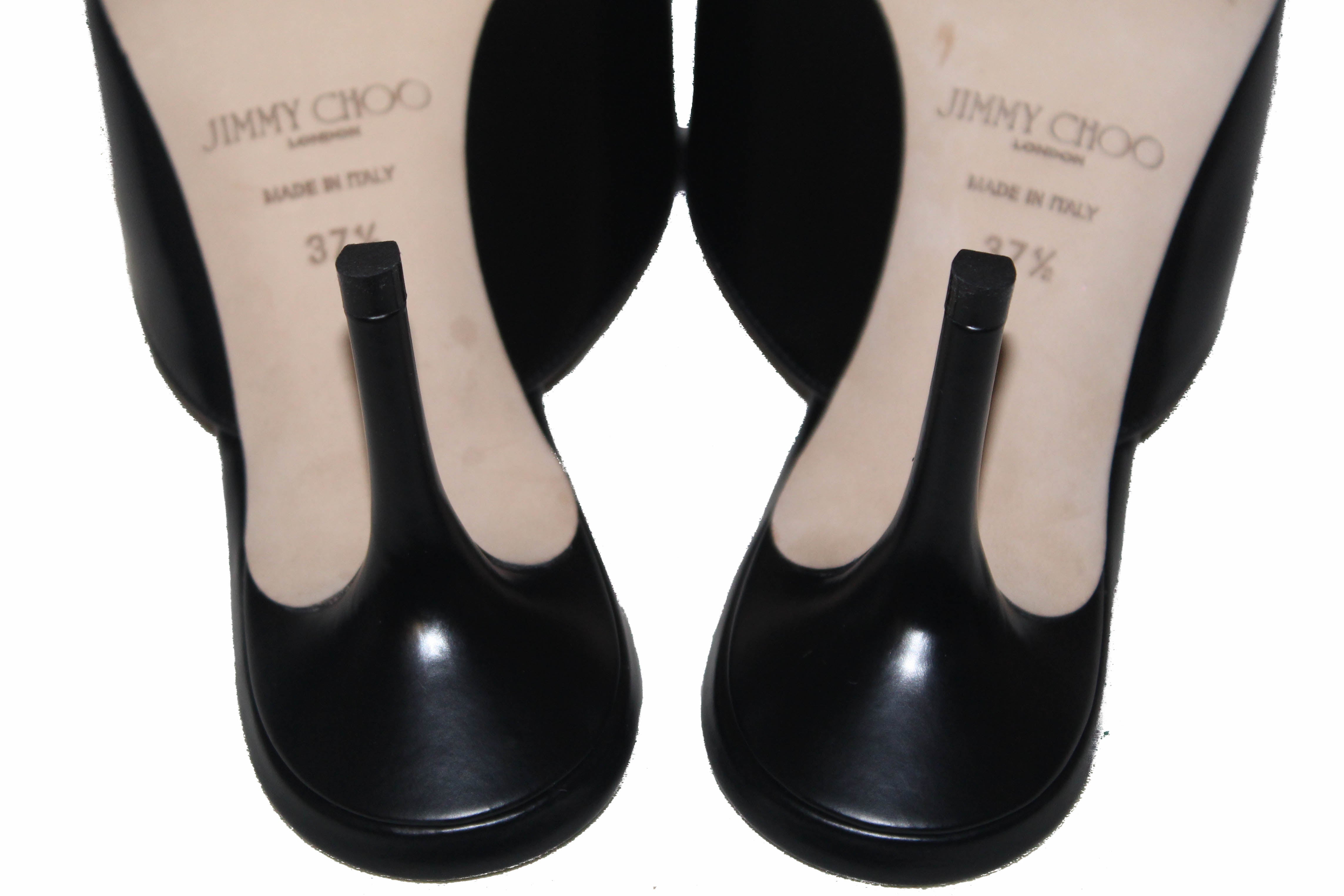 Authentic New Jimmy Choo Black Women's Rav 65 Pointed-Toe Kitten Heel Mules Size 37.5