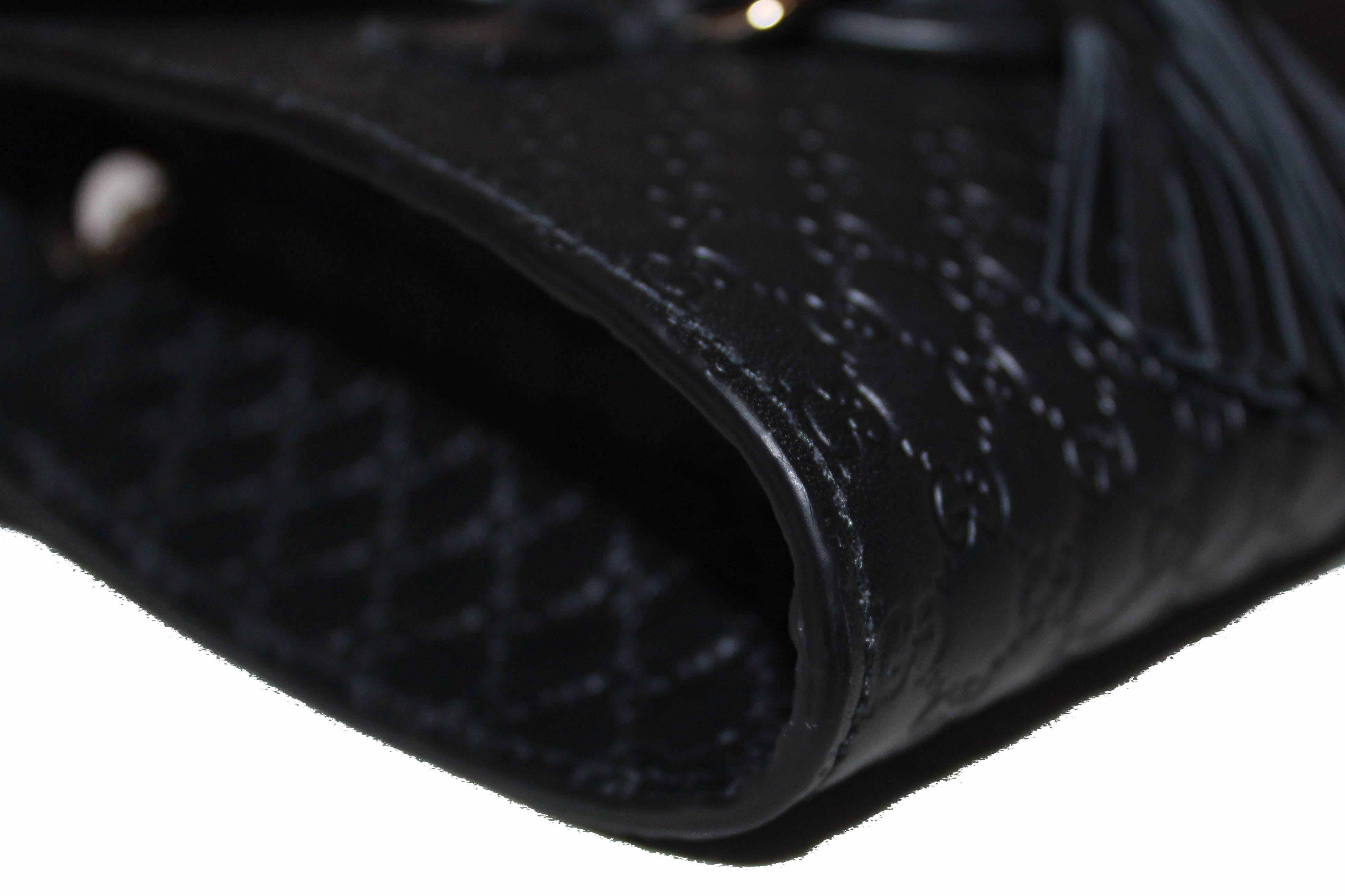 Authentic New Gucci Black Micro Guccissima Leather Mini Emily Shoulder Bag