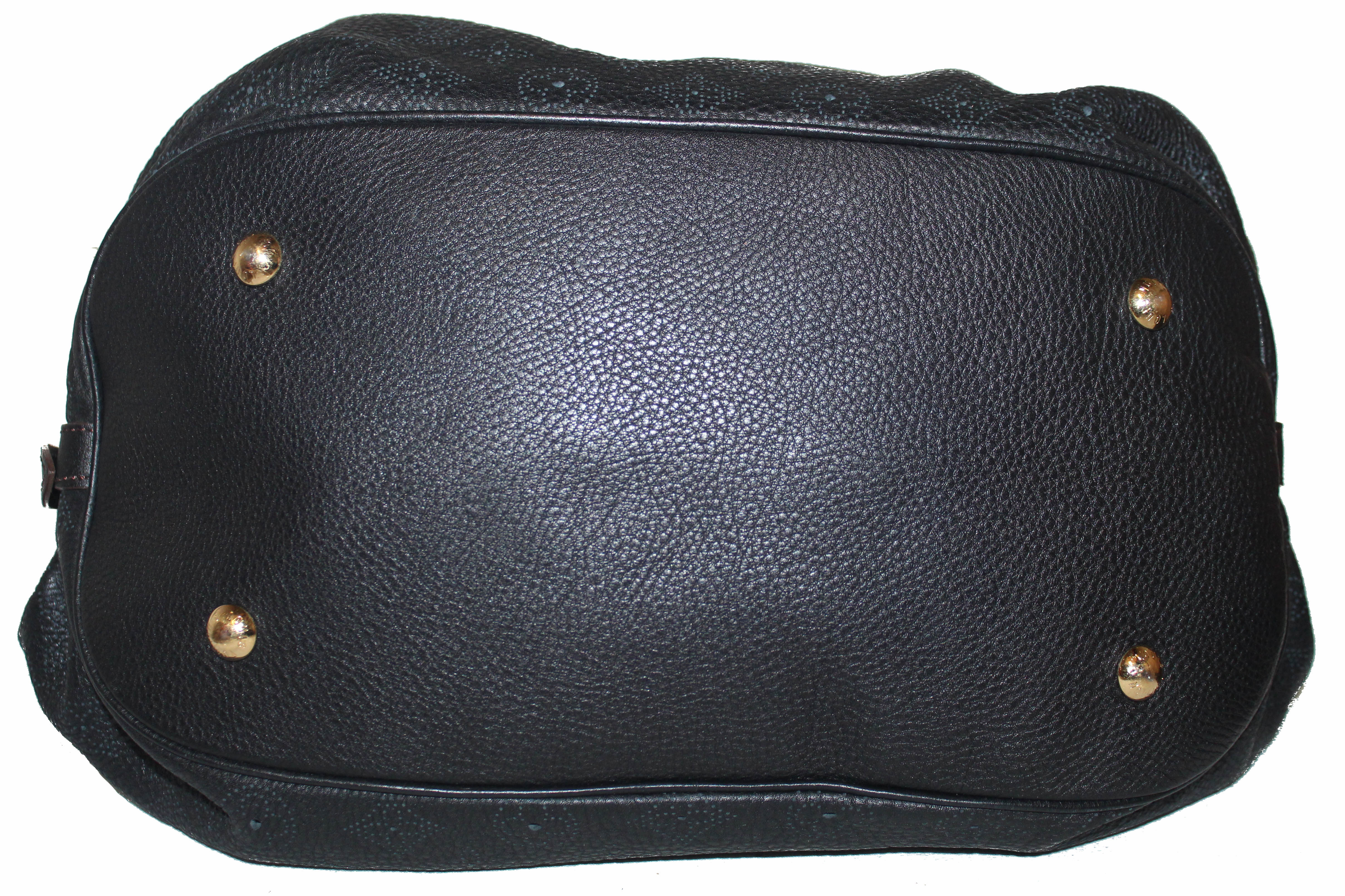 Authentic Louis Vuitton Black Perofrated Monogram Mahina Leather XL Bag