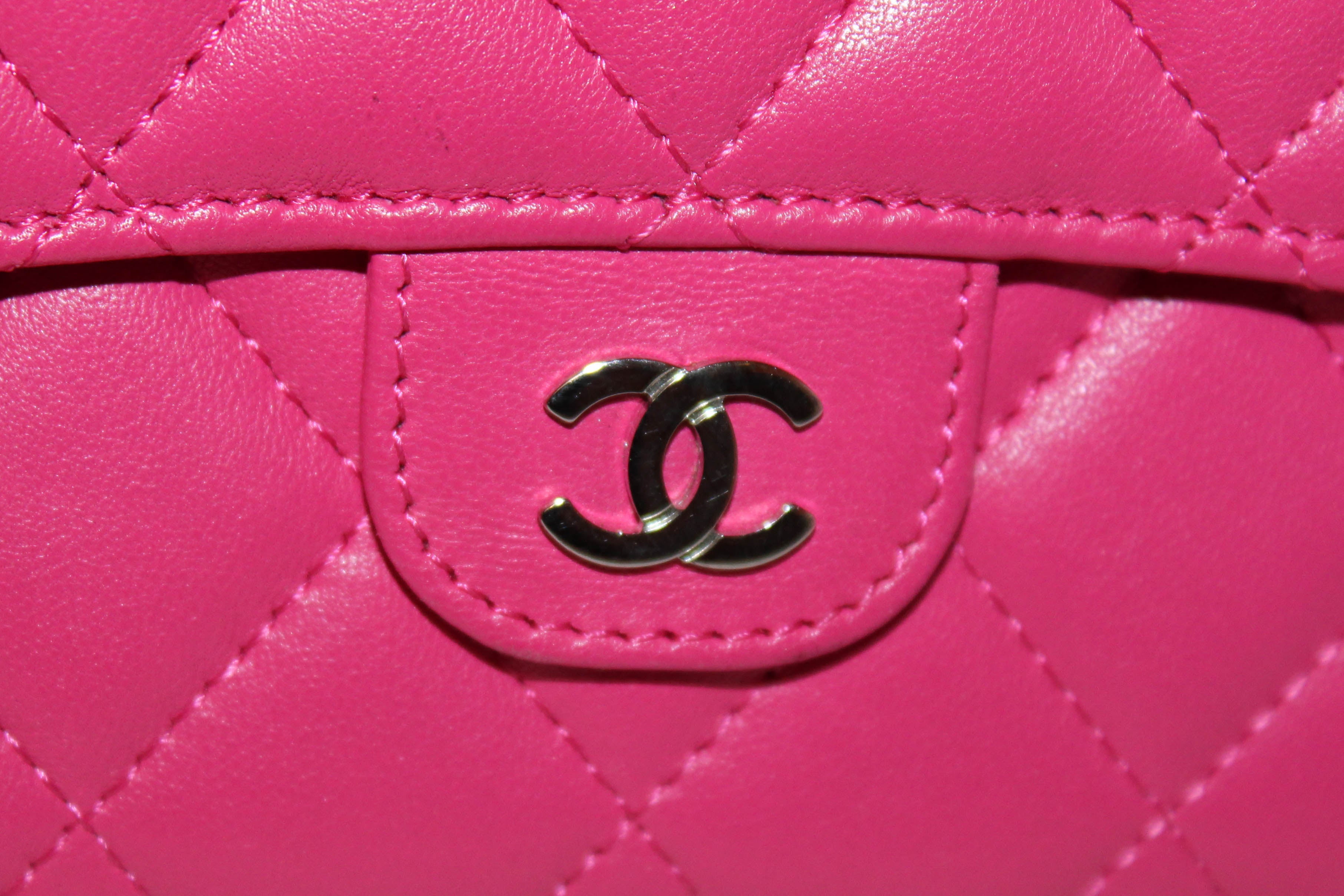 Chanel Classic Trifold Pink Flap Wallet Quilted Lambskin - Fleur De Riche