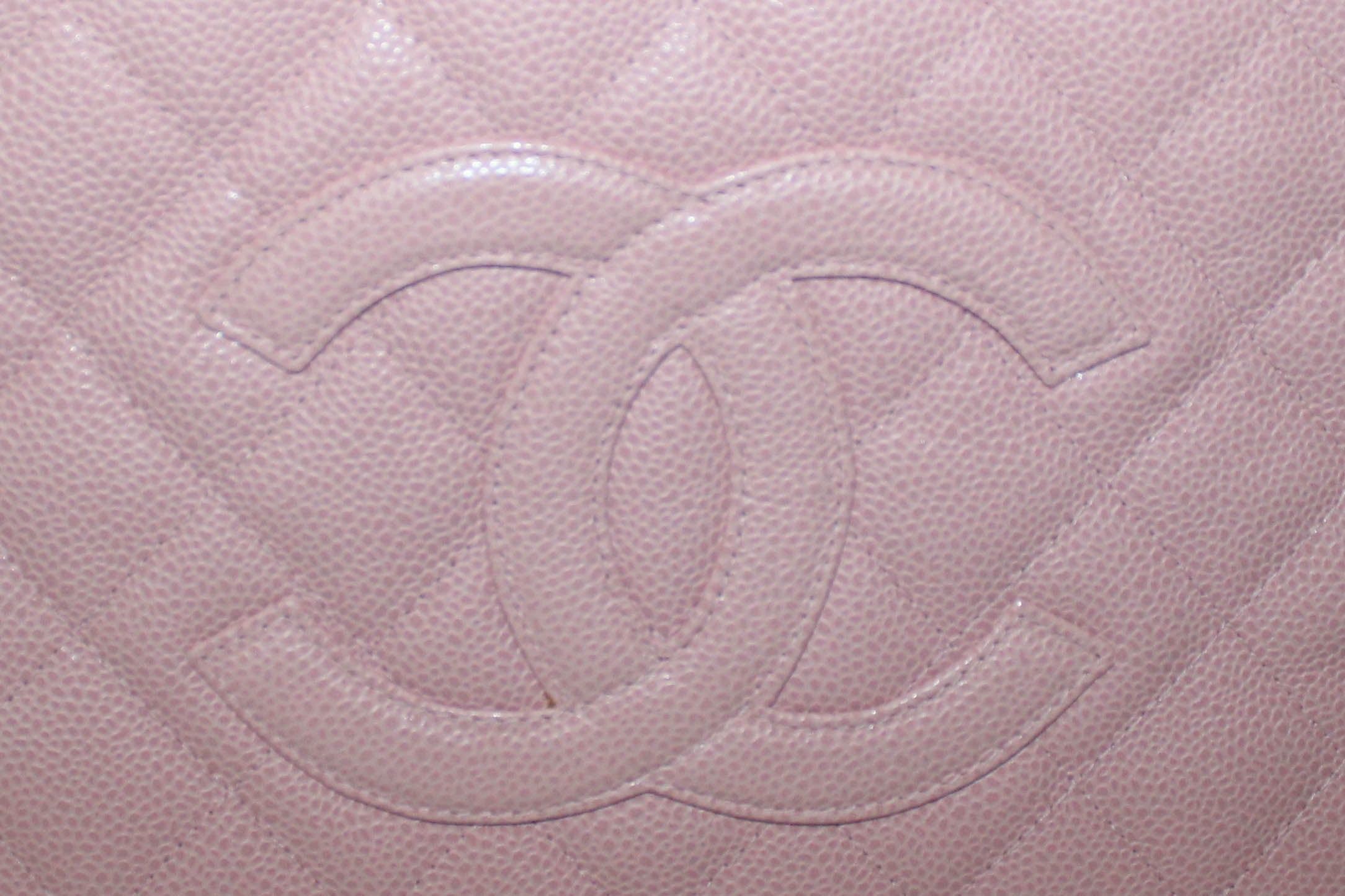 Authentic Chanel Pink Quilted Caviar Leather Petite Shopping Tote