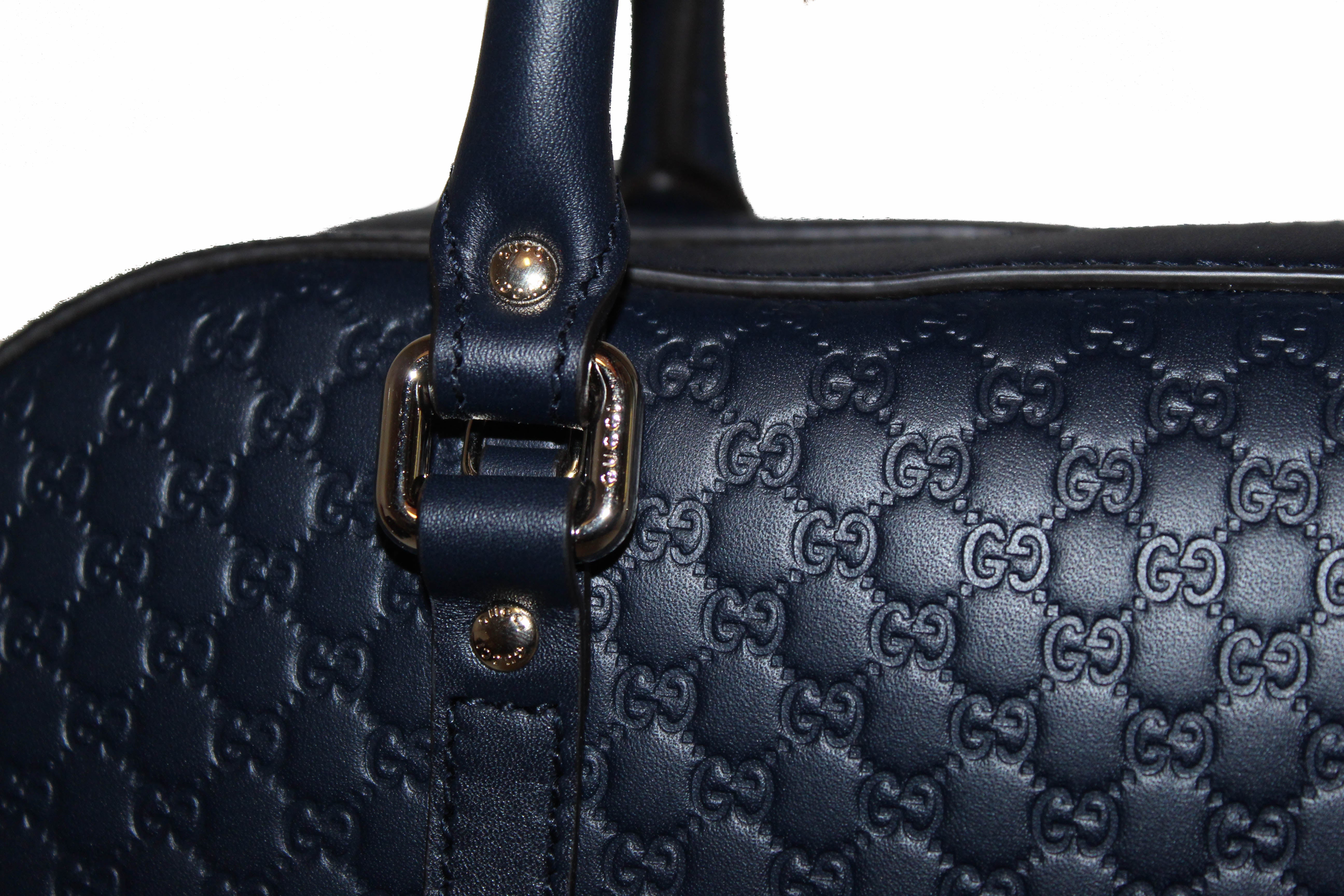 Authentic New Gucci GG MicroGuccissima Navy Blue Medium Crossbody Bag