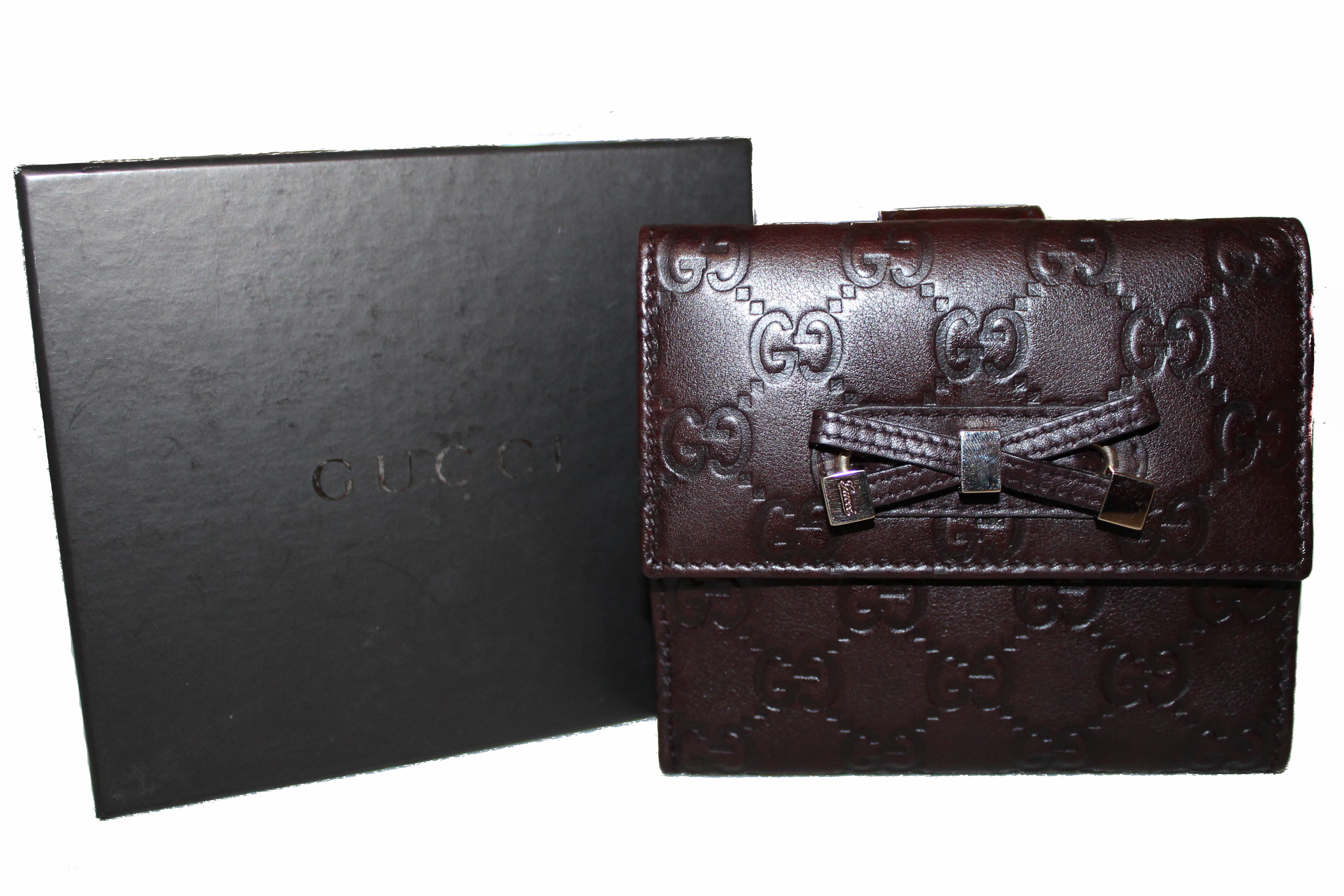 Authentic Gucci Dark Brown Guccissima Leather Small Wallet