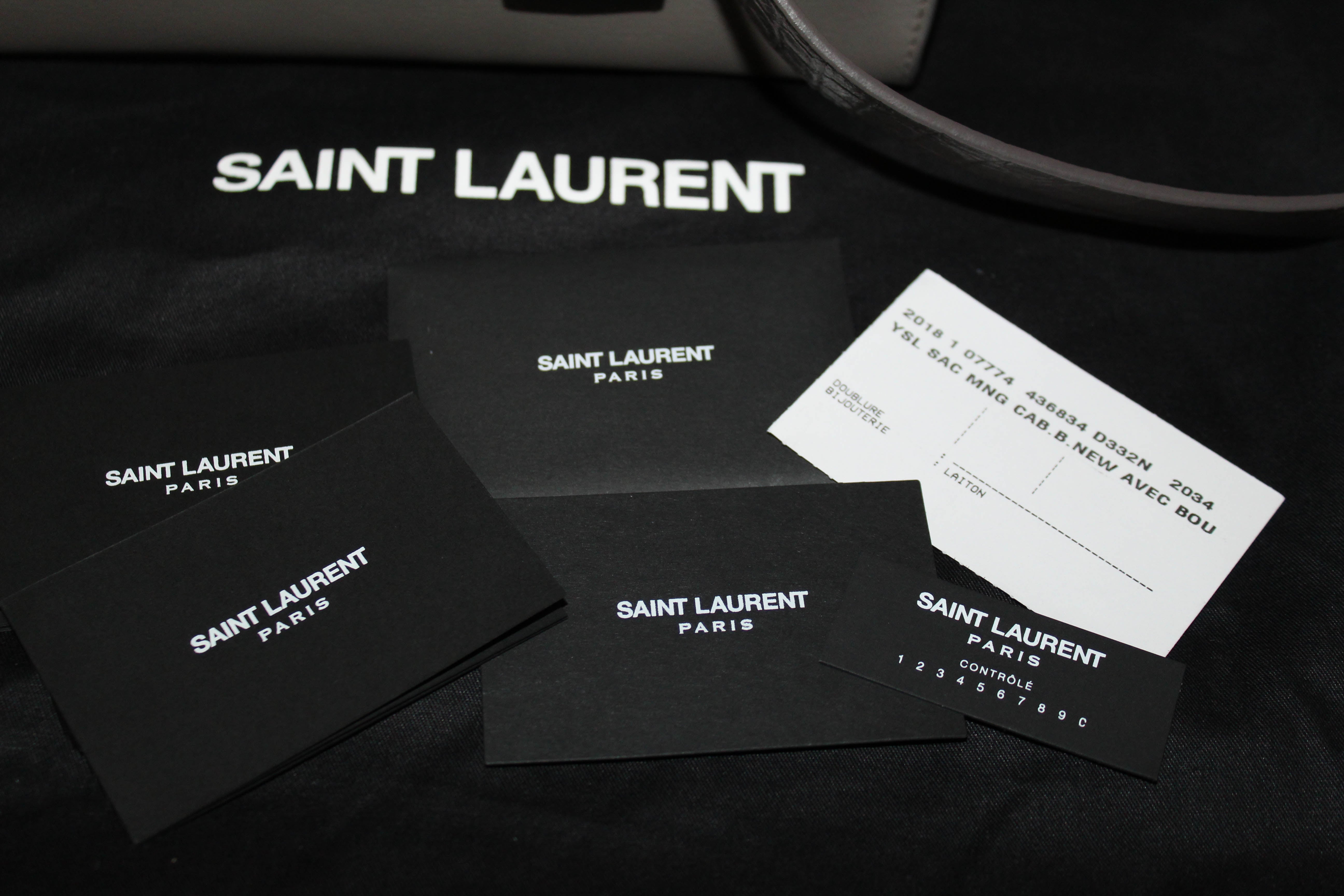 Yves Saint Laurent YSL Gray Baby Monogram Downtown Cabas Grey Leather  Pony-style calfskin ref.800959 - Joli Closet