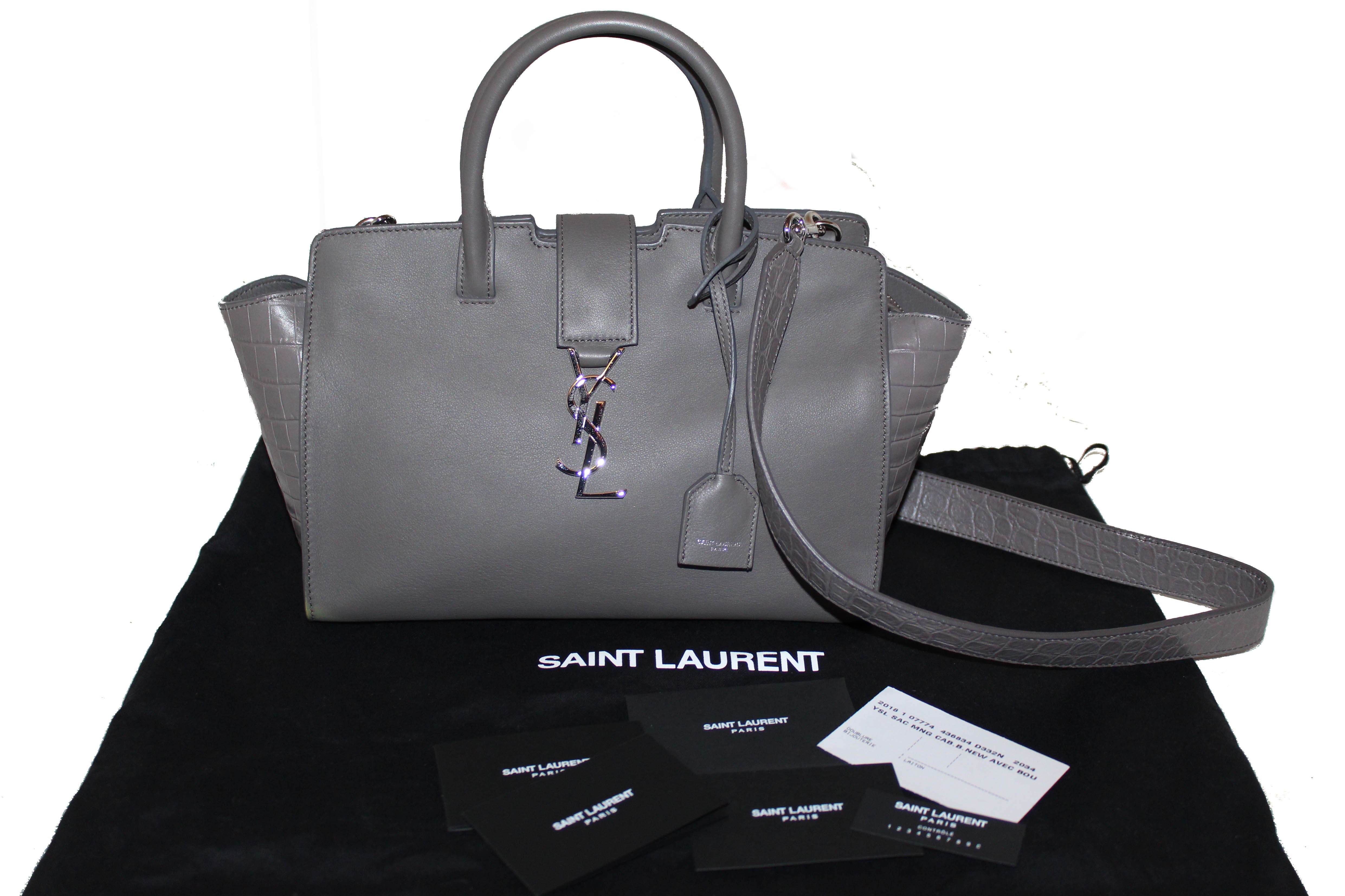 Saint Laurent Baby Monogram Downtown Cabas Leather Tote Bag in Black | Lyst