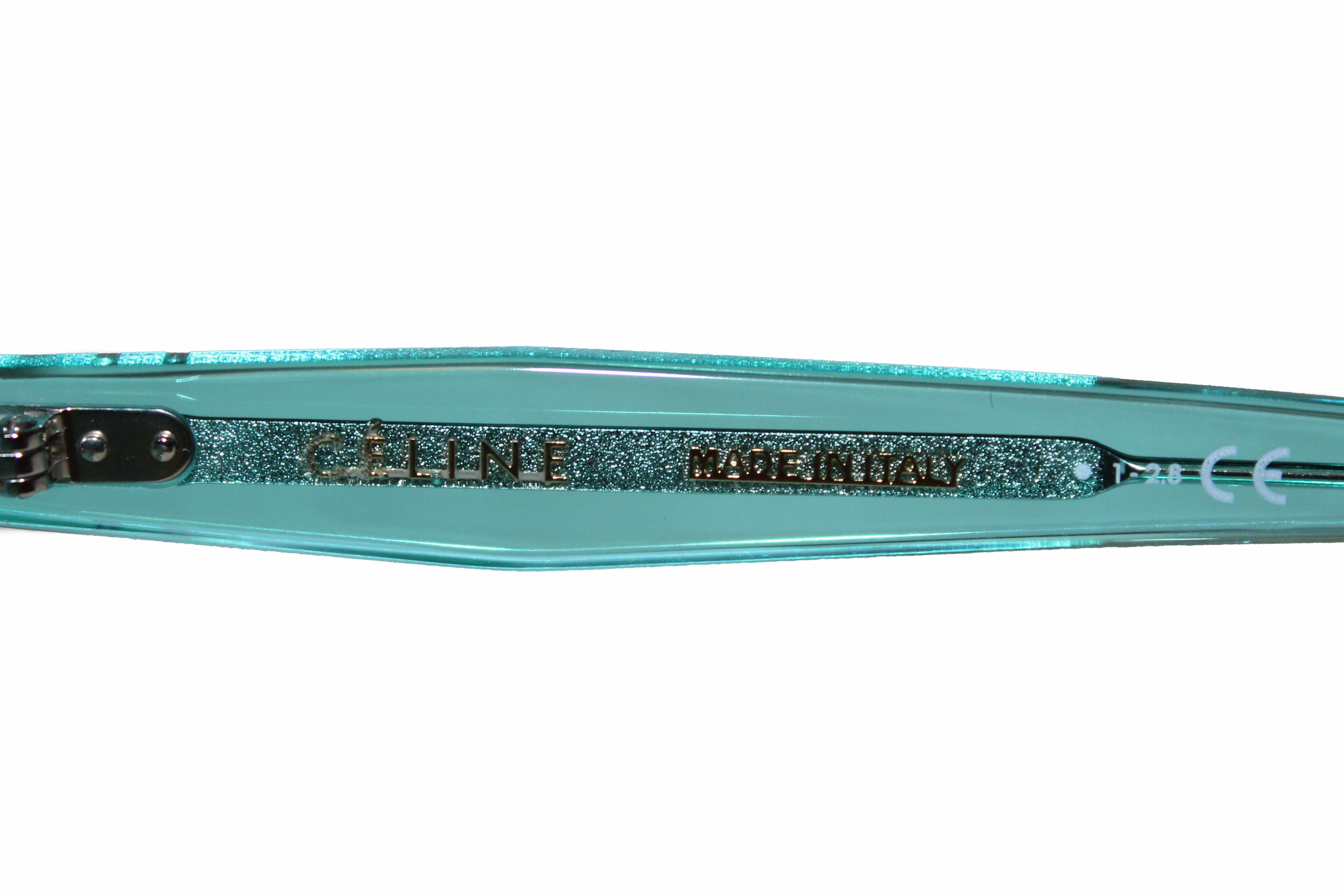 Authentic New Celine CL40051F Oversized Round Transparent Aqua Blue Sunglasses