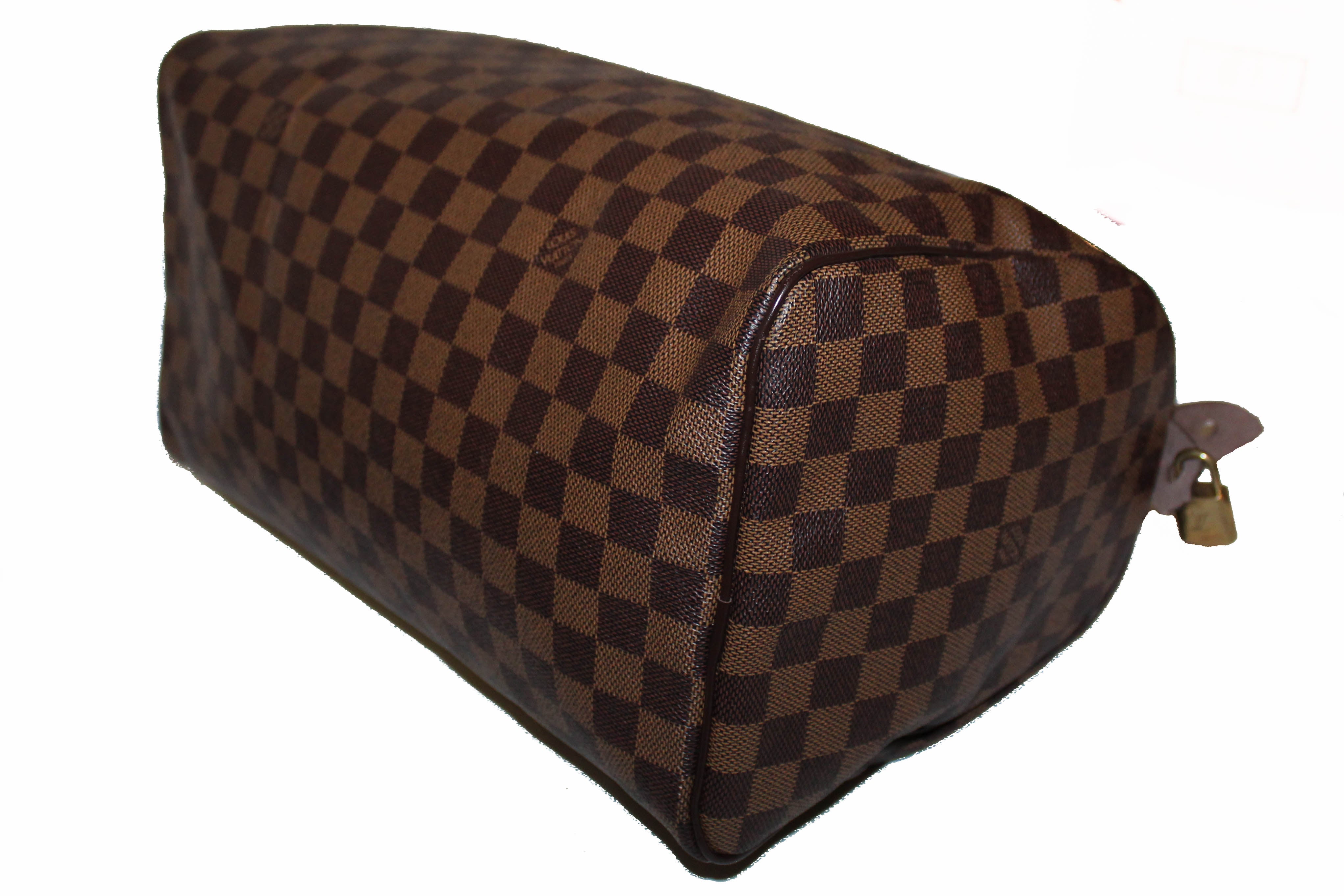 Louis Vuitton Speedy 35 Damier Ebene Satchel Bag Brown