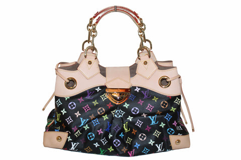 Authentic New Louis Vuitton Black Multicolore Monogram Ursula Large Shoulder Bag