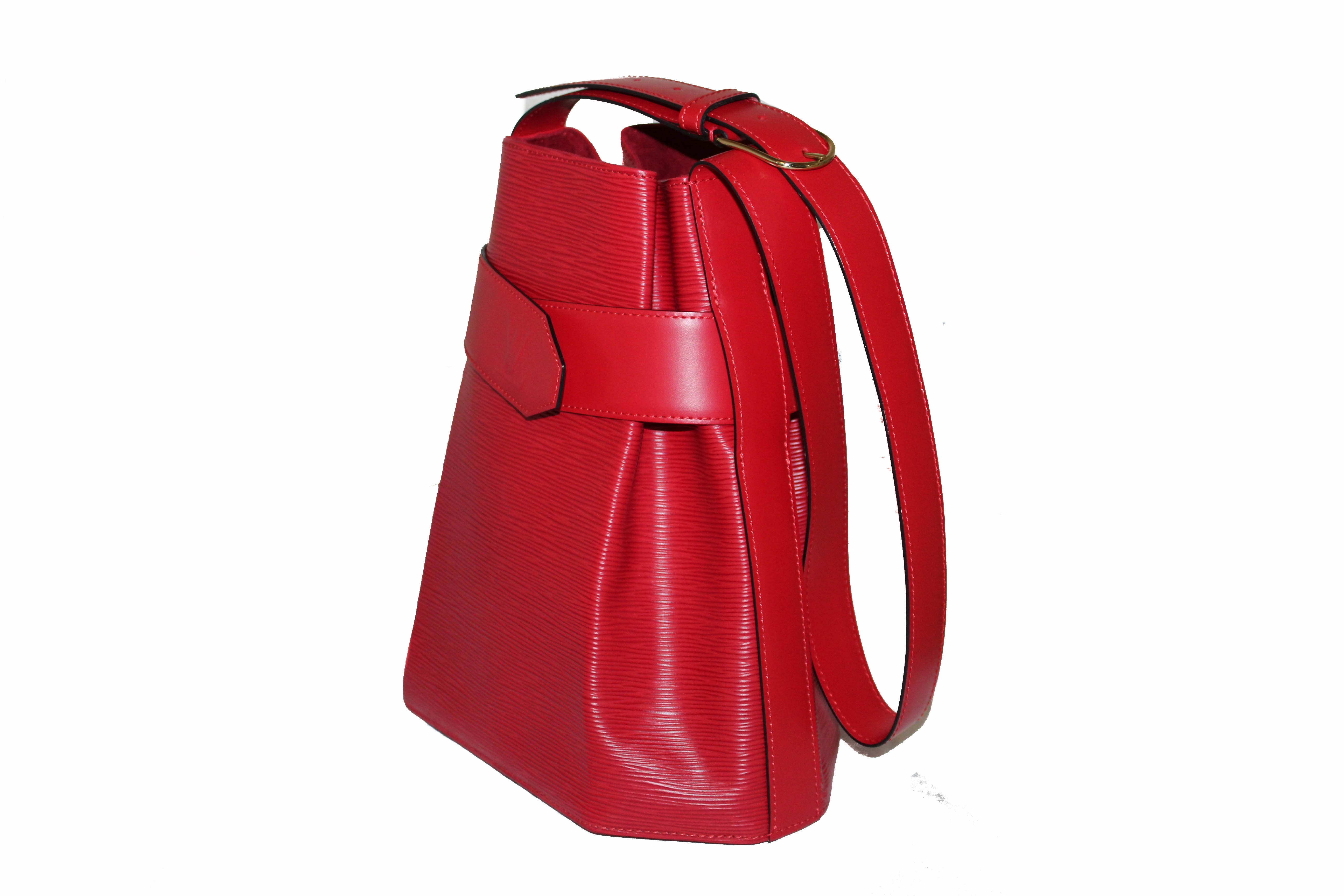 Authentic Louis Vuitton Red Epi Leather Sac D'Epaule PM Bag