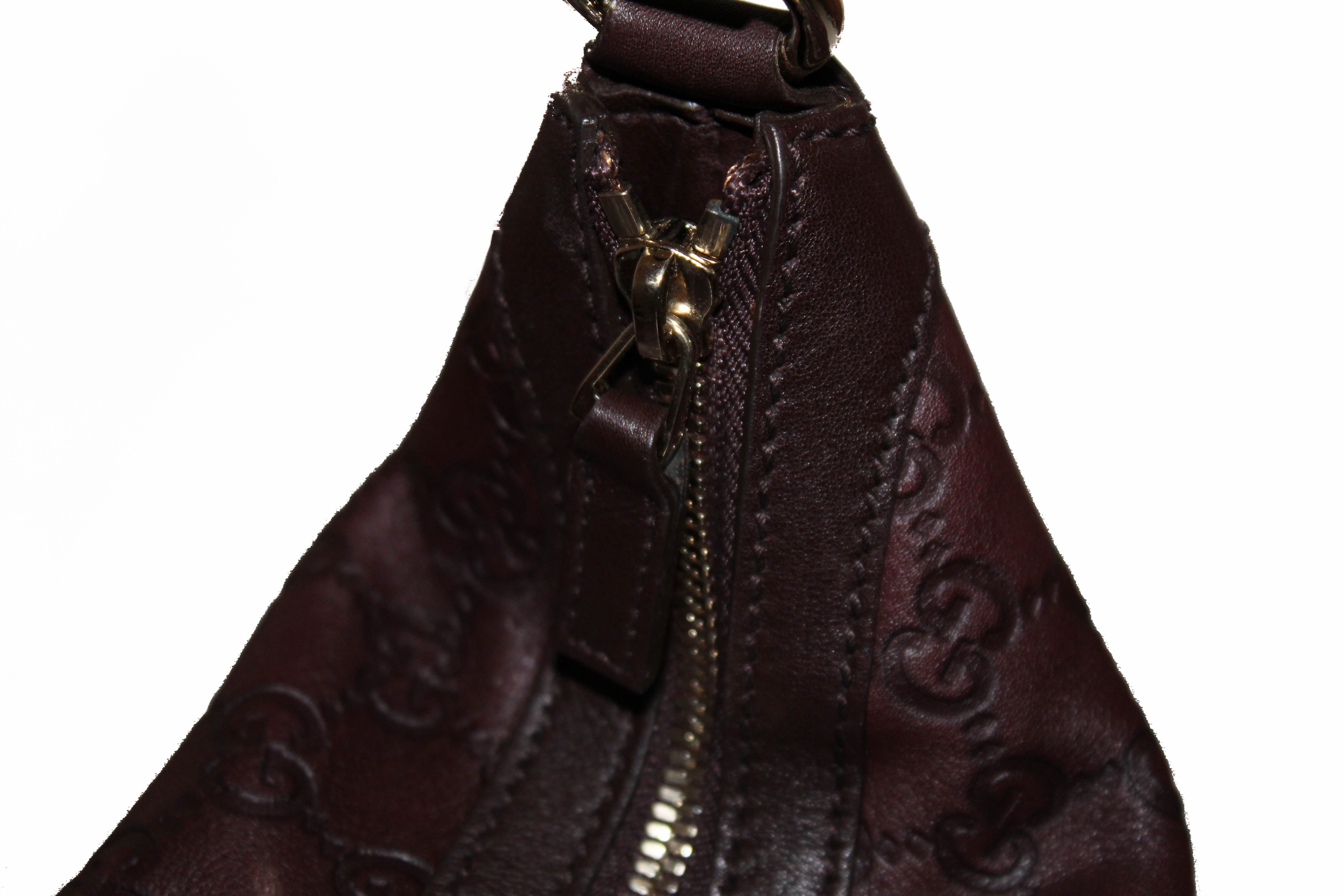 Authentic New Gucci Dark Burgundy Guccissima Leather Hobo Bag