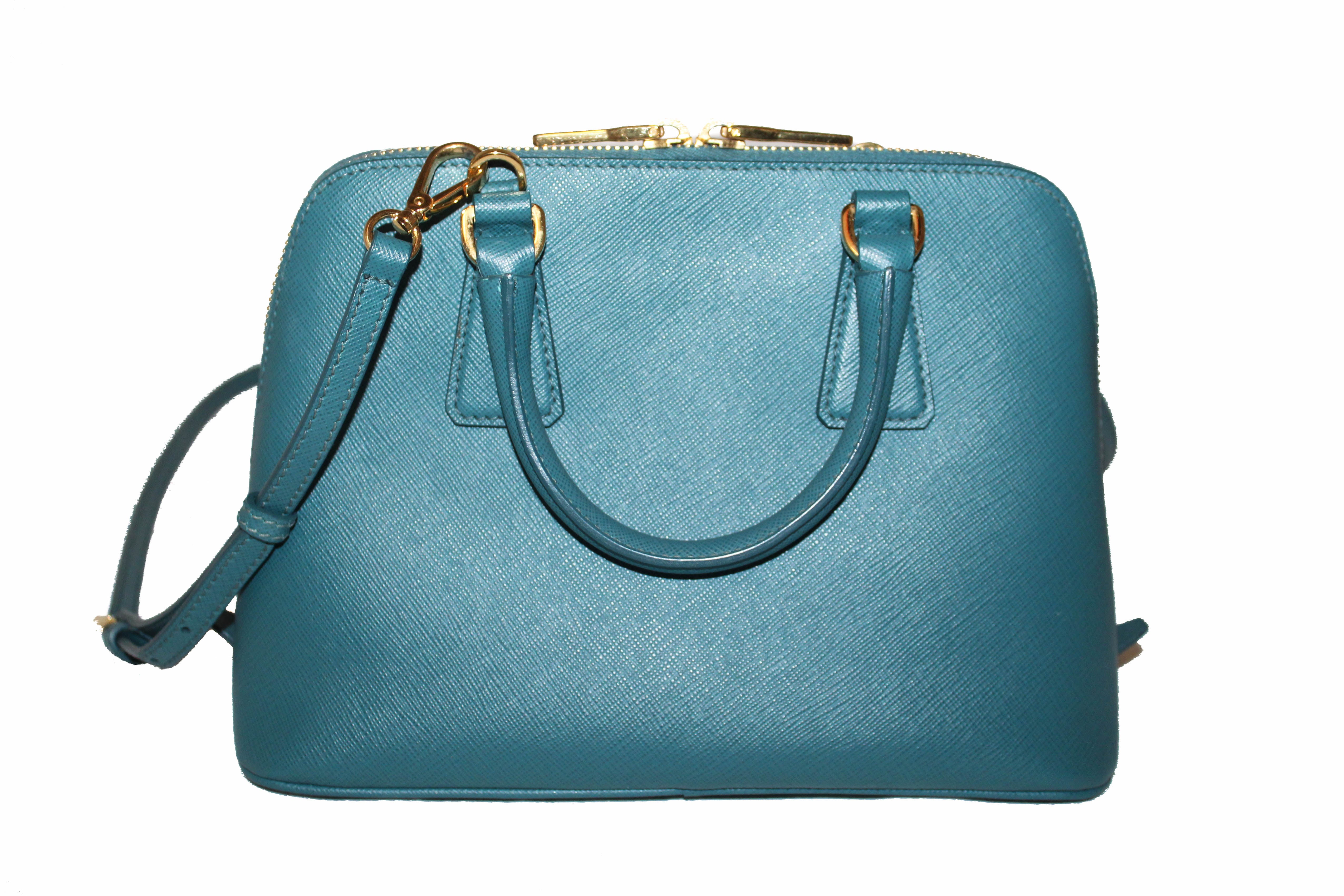 Prada Small Saffiano Lux Promenade Tote - Blue Handle Bags