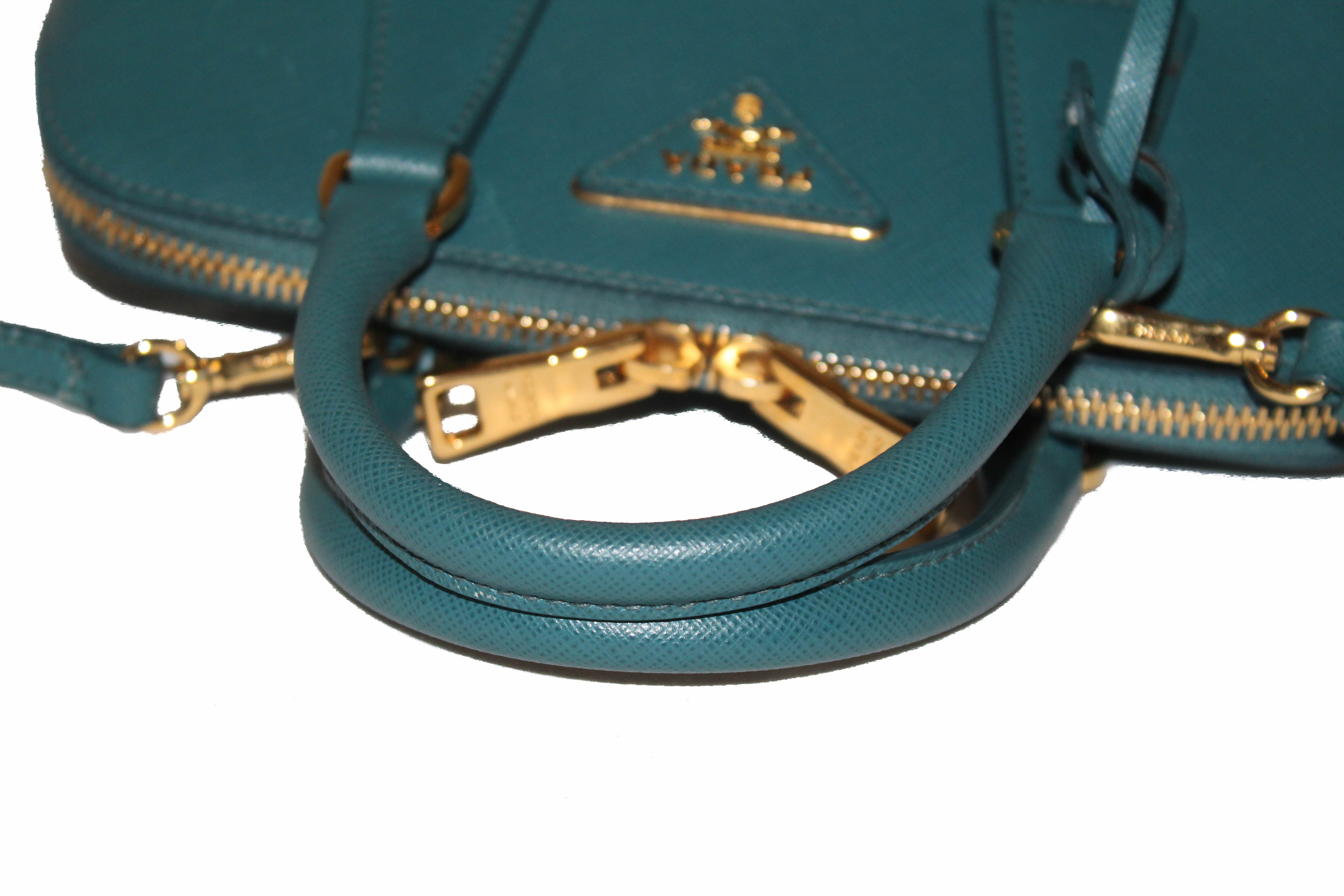Prada Saffiano Alma Mini Lago Blue - Used Authentic Bag - 9brandname