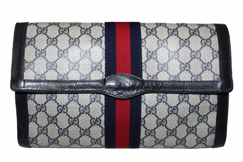 Authentic Gucci Vintage Blue and Red Web Clutch