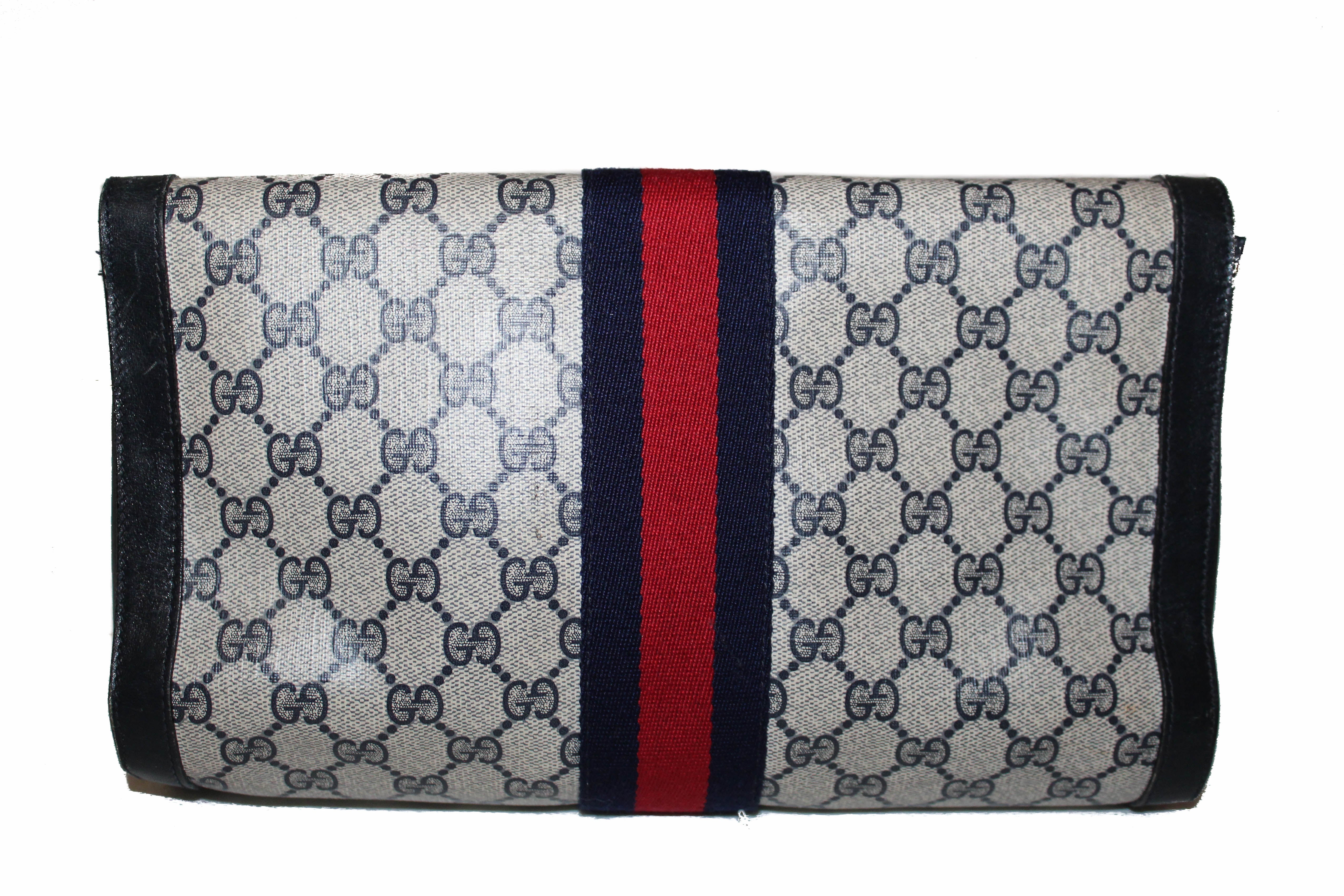 Authentic Gucci Vintage Blue and Red Web Clutch