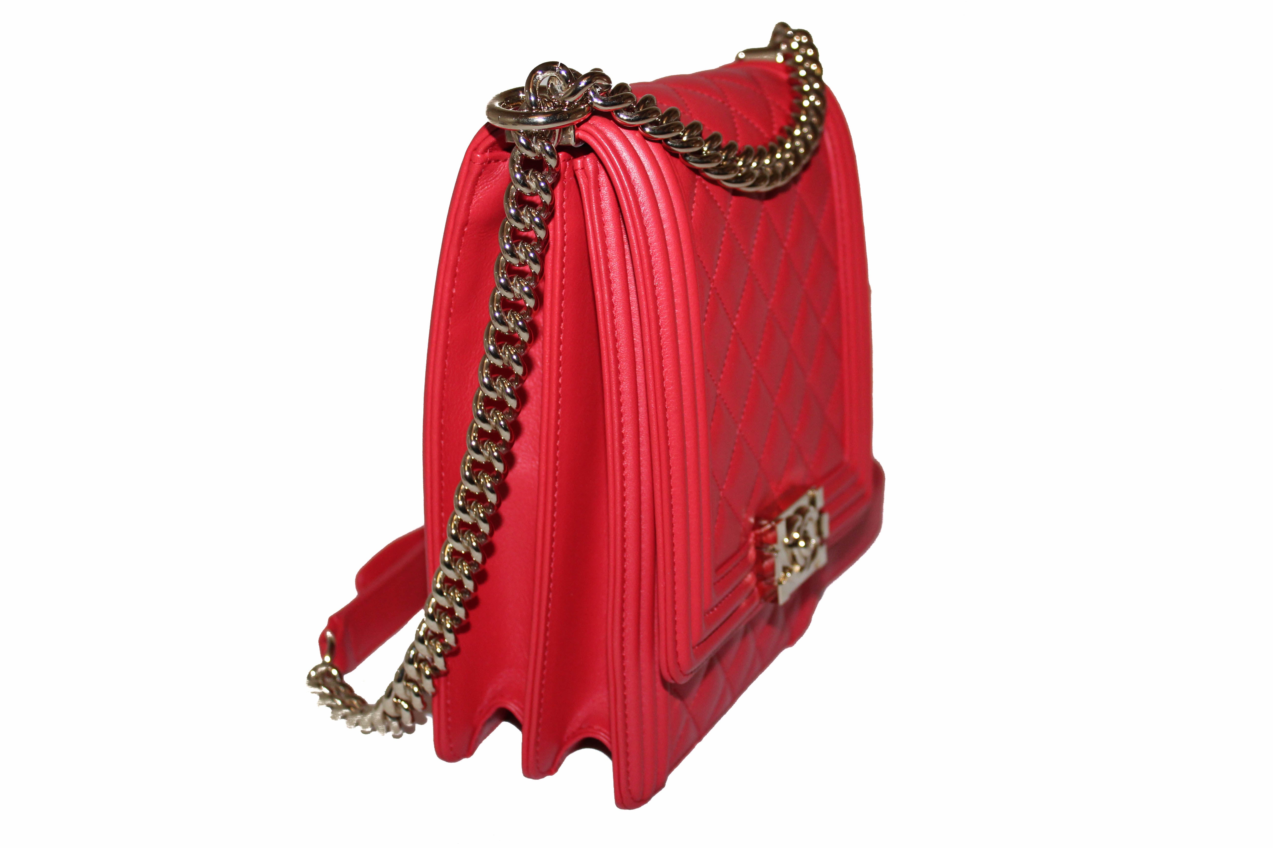 CHANEL Calfskin Chain 20s Signature Bowling Bag Red 1319997