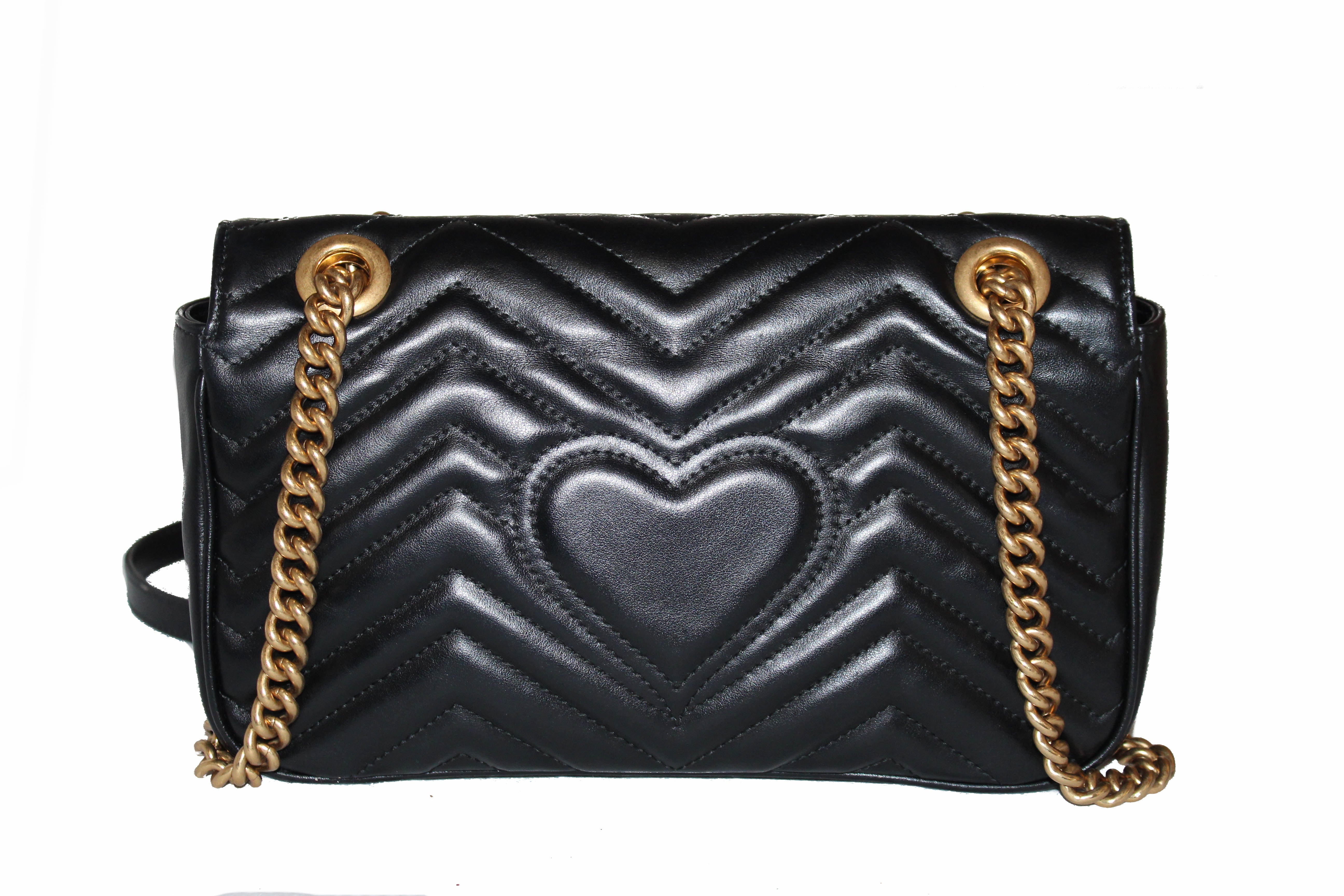 Authentic Gucci Black Marmont Matelasse Shoulder Bag