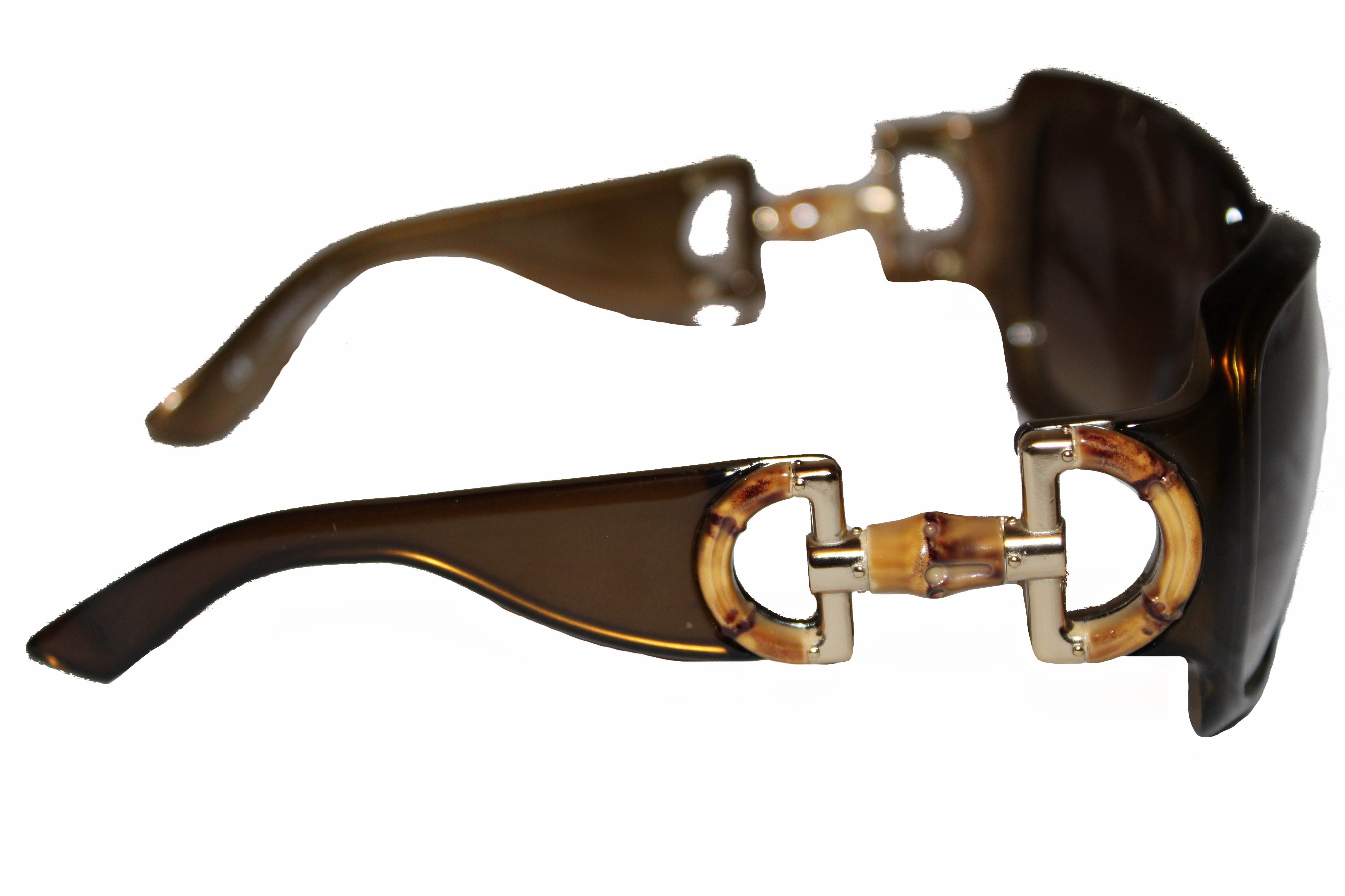 Authentic Gucci Tortoise Shell Frame Bamboo Horsebit Sunglasses GG 2969/S
