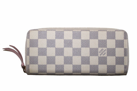 Authentic Louis Vuitton Damier Azur Canvas Clemence Zippy Wallet