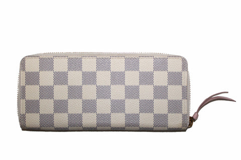 Authentic Louis Vuitton Damier Azur Canvas Clemence Zippy Wallet