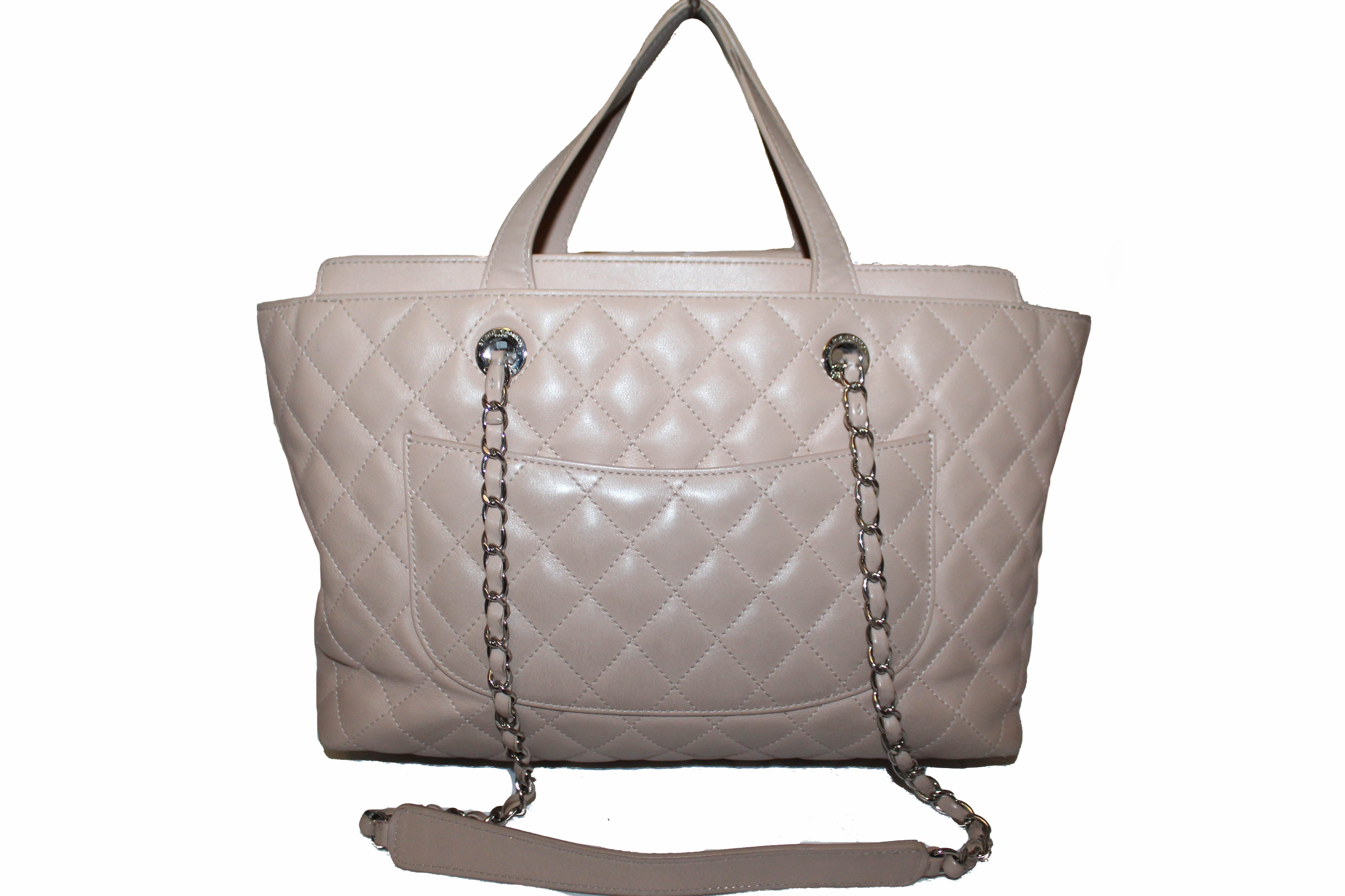 Chanel White Leather Essential Rue Cambon Shopping Tote Small Q6BDII3PWH000
