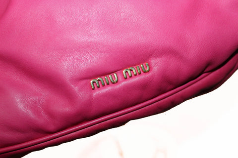 Authentic Miu Miu Peony Pink Lambskin Leather Frame Top Evening Bag