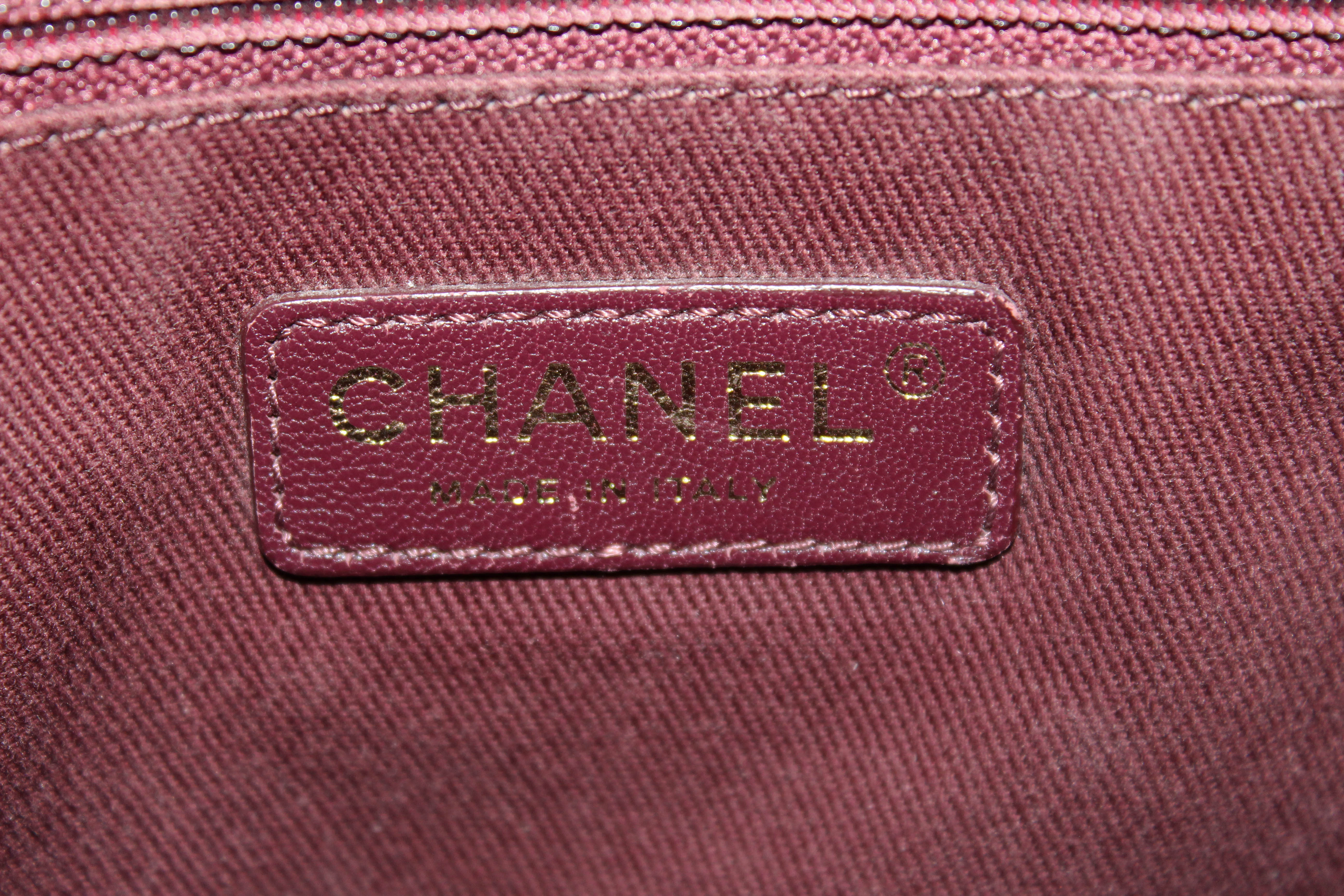 Authentic Chanel 31 Rue Cambon Paris Burgundy Distressed Leather Tote Bag